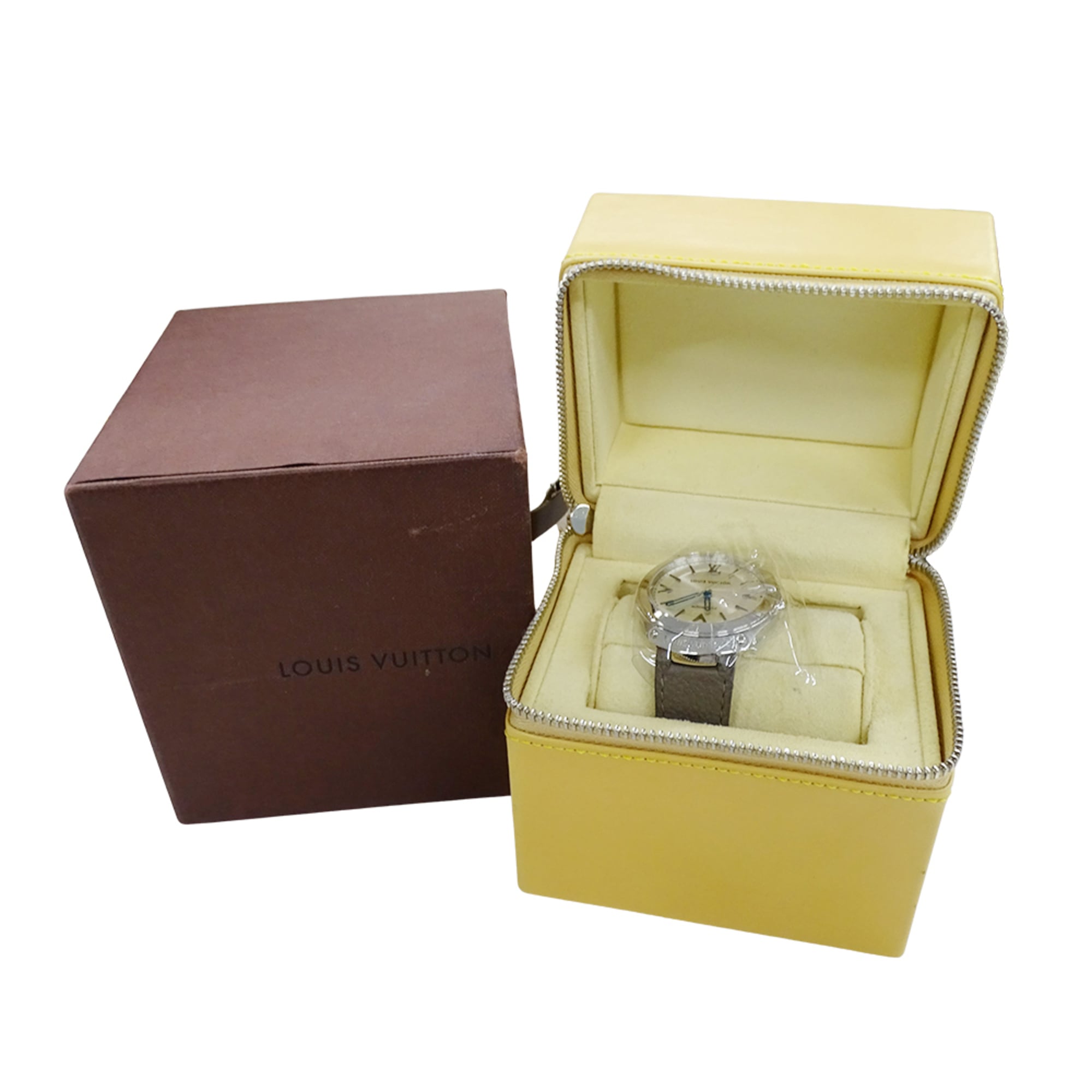 Louis Vuitton LOUIS VUITTON Montre Pour Hommes Modèle Fifty Five Automatique AT Acier inoxydable SS Cuir Q6G20 Rond