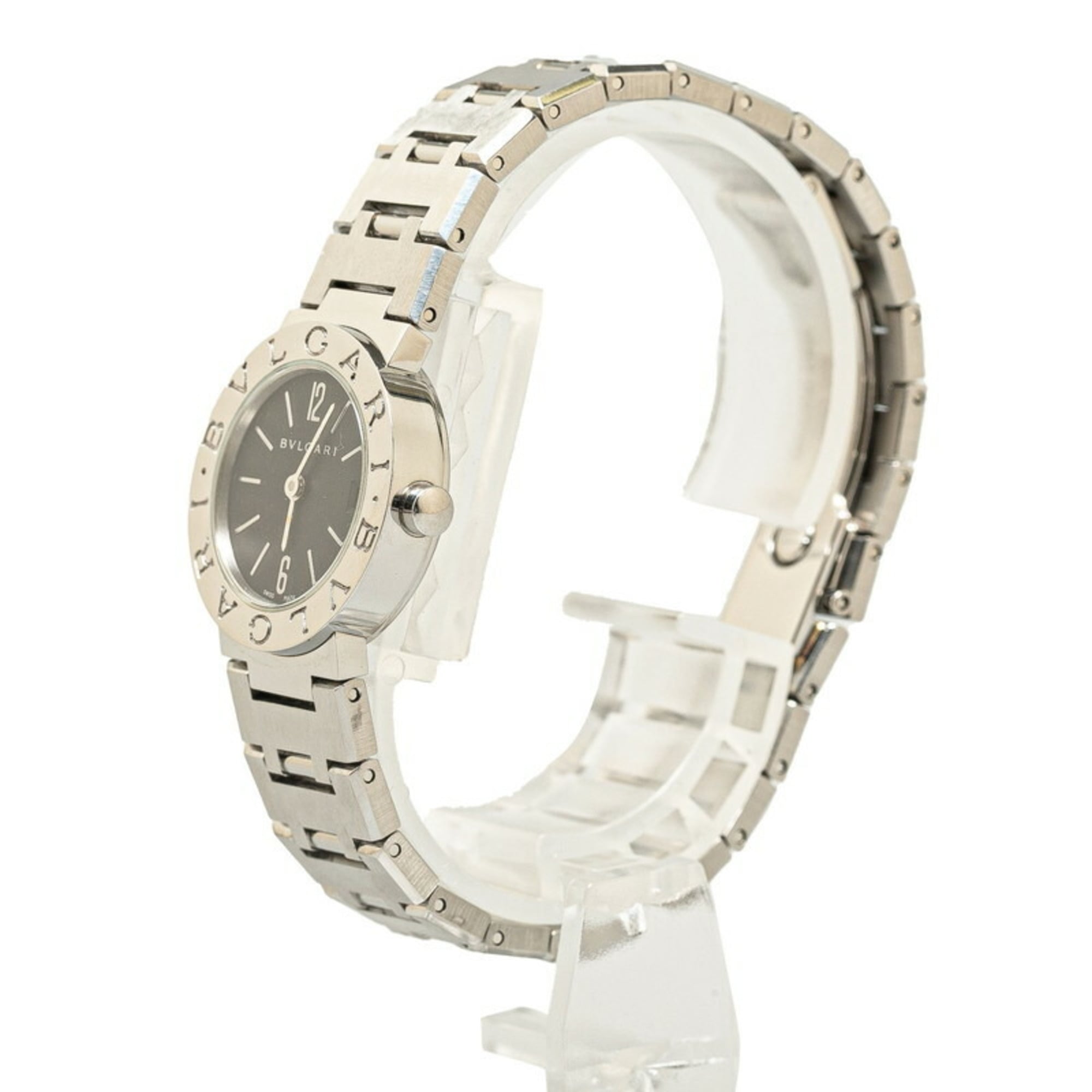 BVLGARI Uhr BB23SS Quarz Schwarz Zifferblatt, Edelstahl, Damenuhr