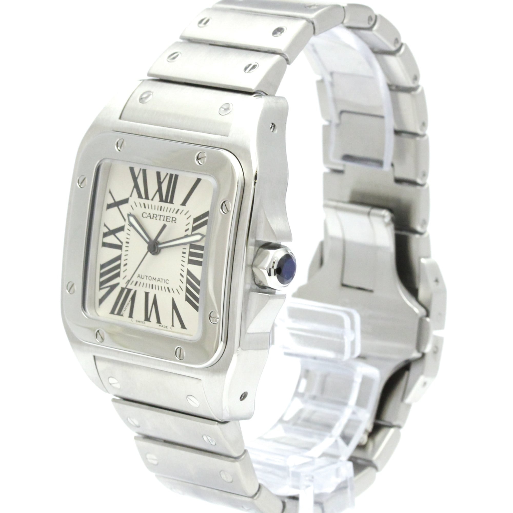 Montre Cartier Santos 100 W200737G, cadran argenté, 41 mm