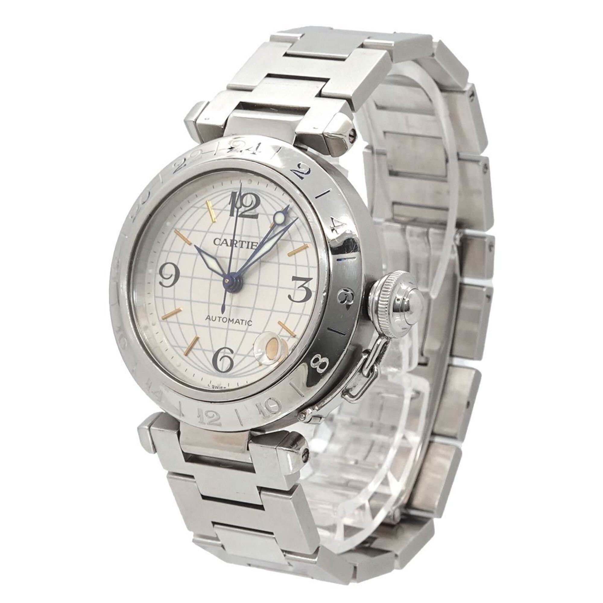 Cartier Pasha C Meridian GMT W31078M7 Boys' Date Silver Automatic Movement