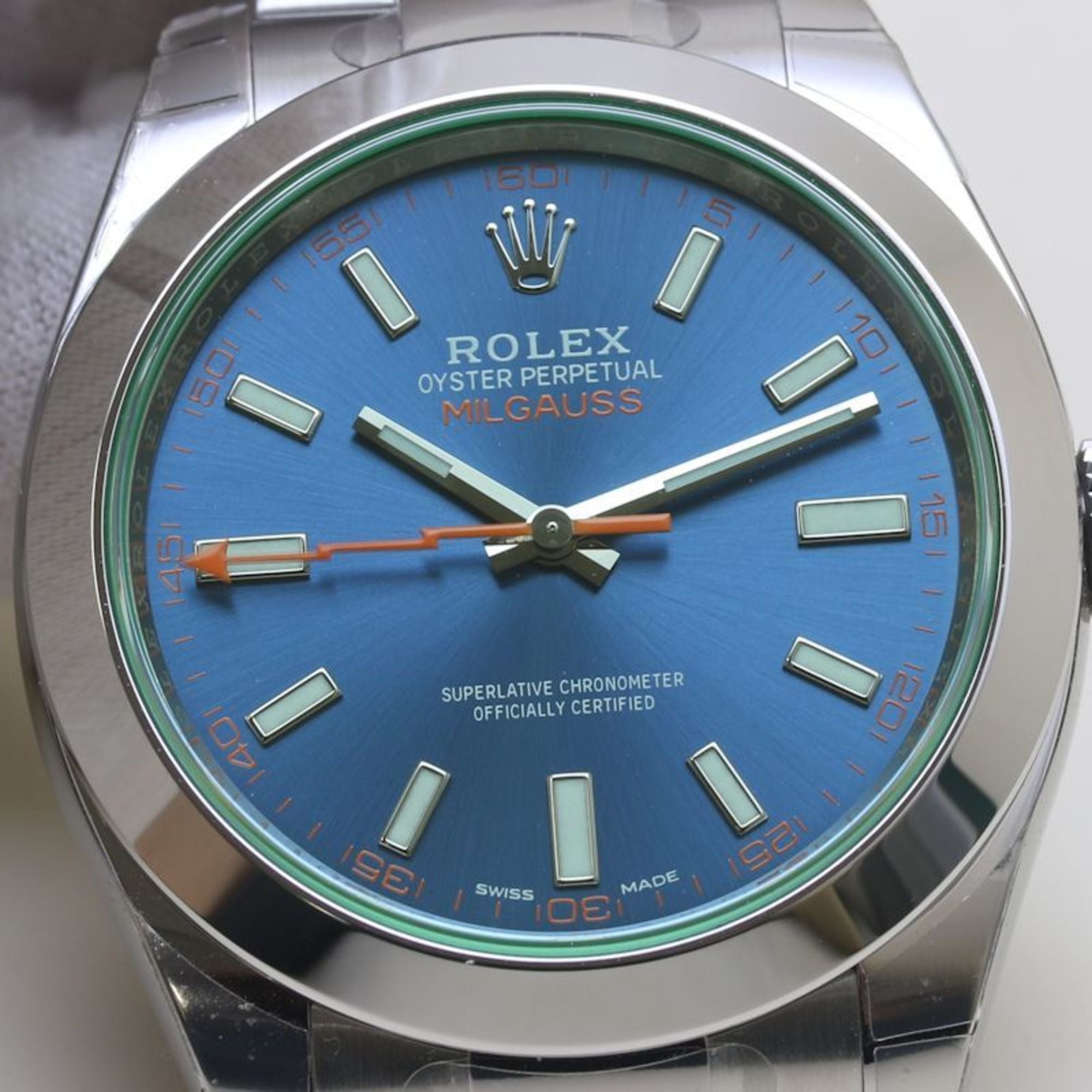 ROLEX Milgauss Z Blue, Seriennummer 116400GV, Herrenuhr aus Edelstahl, 40132