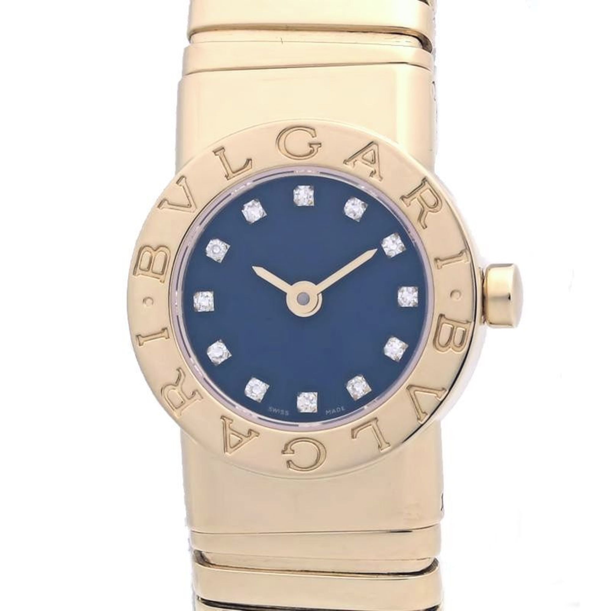 BVLGARI Tubogas 12P Diamond Watch BB192TY 12 BB192TG Women's 18KYG 40263