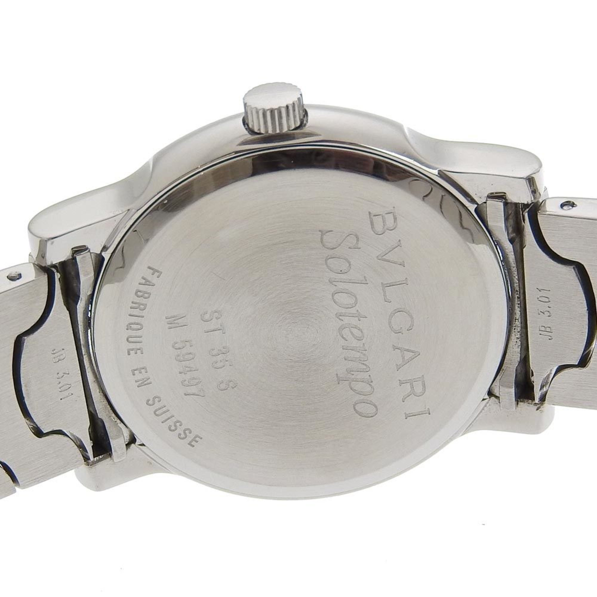BVLGARI Solo Tempo Uhr ST35S Edelstahl Quarz Analoganzeige Schwarz Zifferblatt Herrenuhr