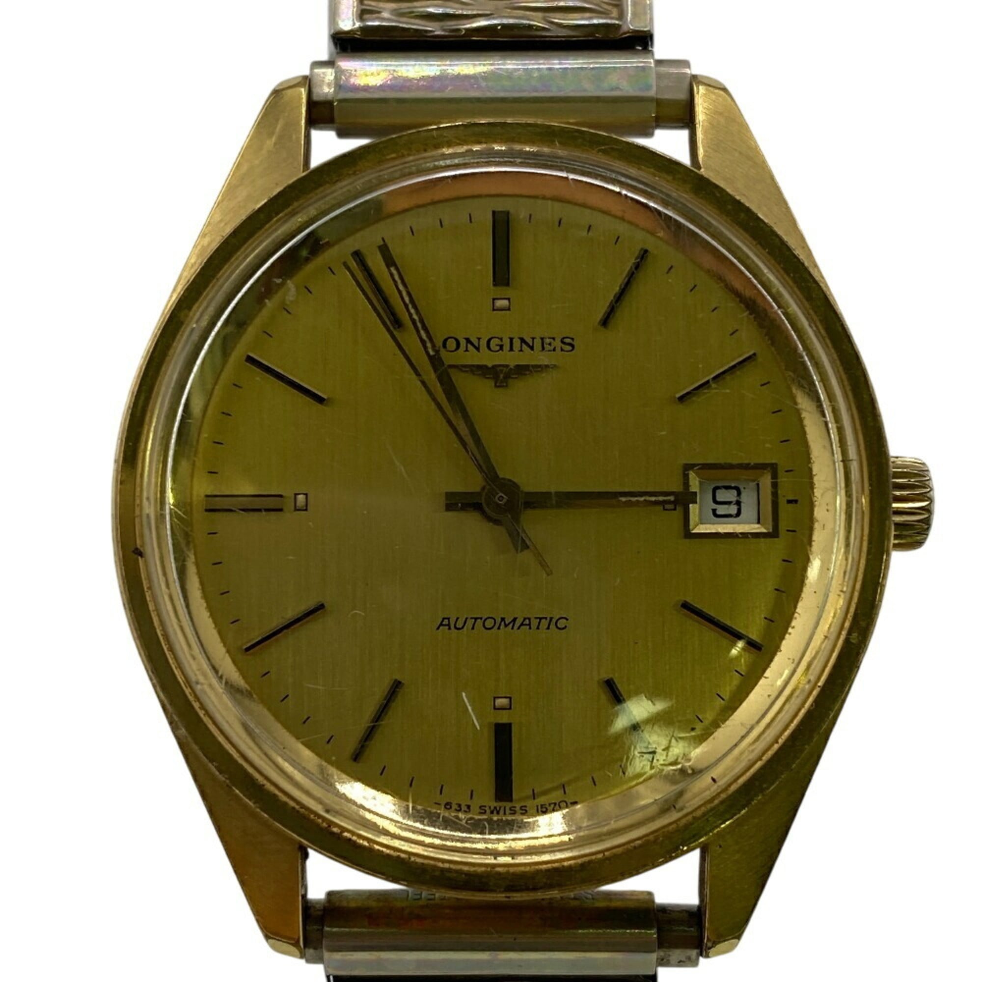 LONGINES Montre-bracelet Longines à trois aiguilles avec calendrier Date, dorée, pour homme