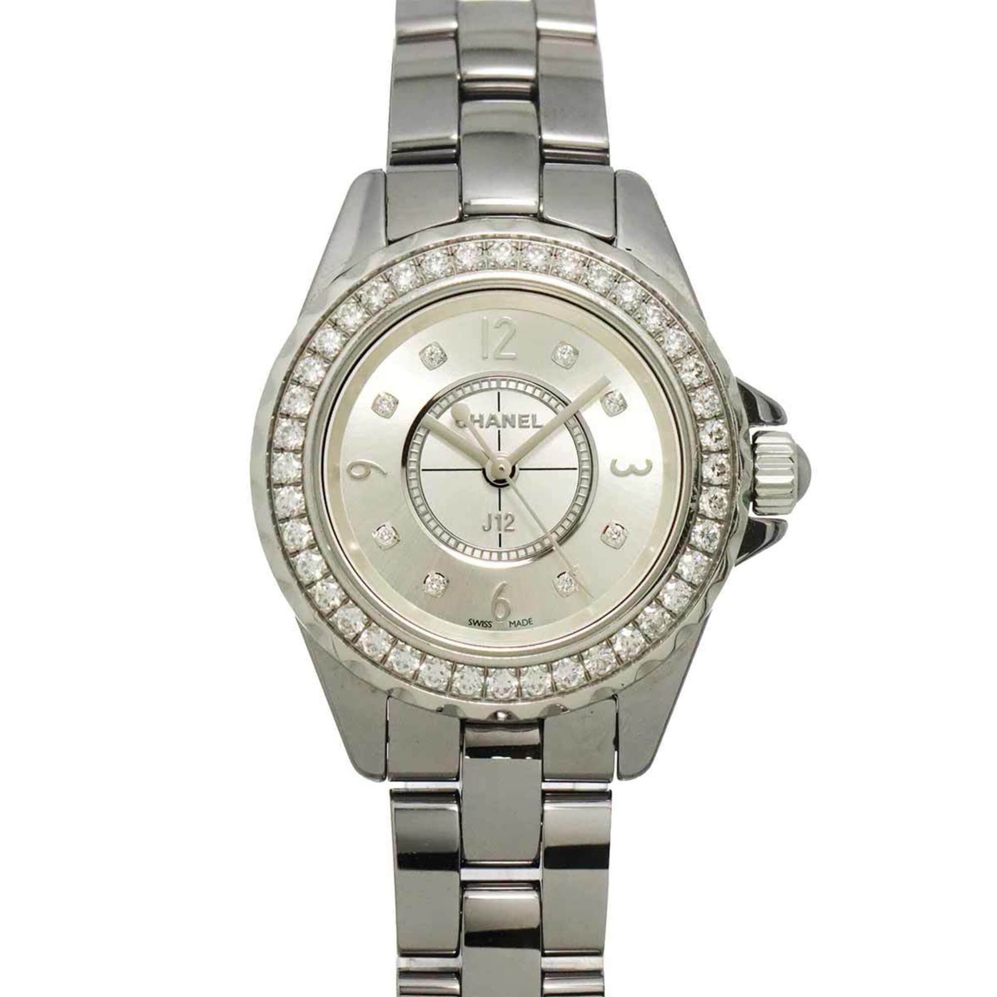 Chanel J12 Chromatic H3402 Ladies' with Diamond Bezel 8 Diamonds Gray Ceramic Quartz Movement