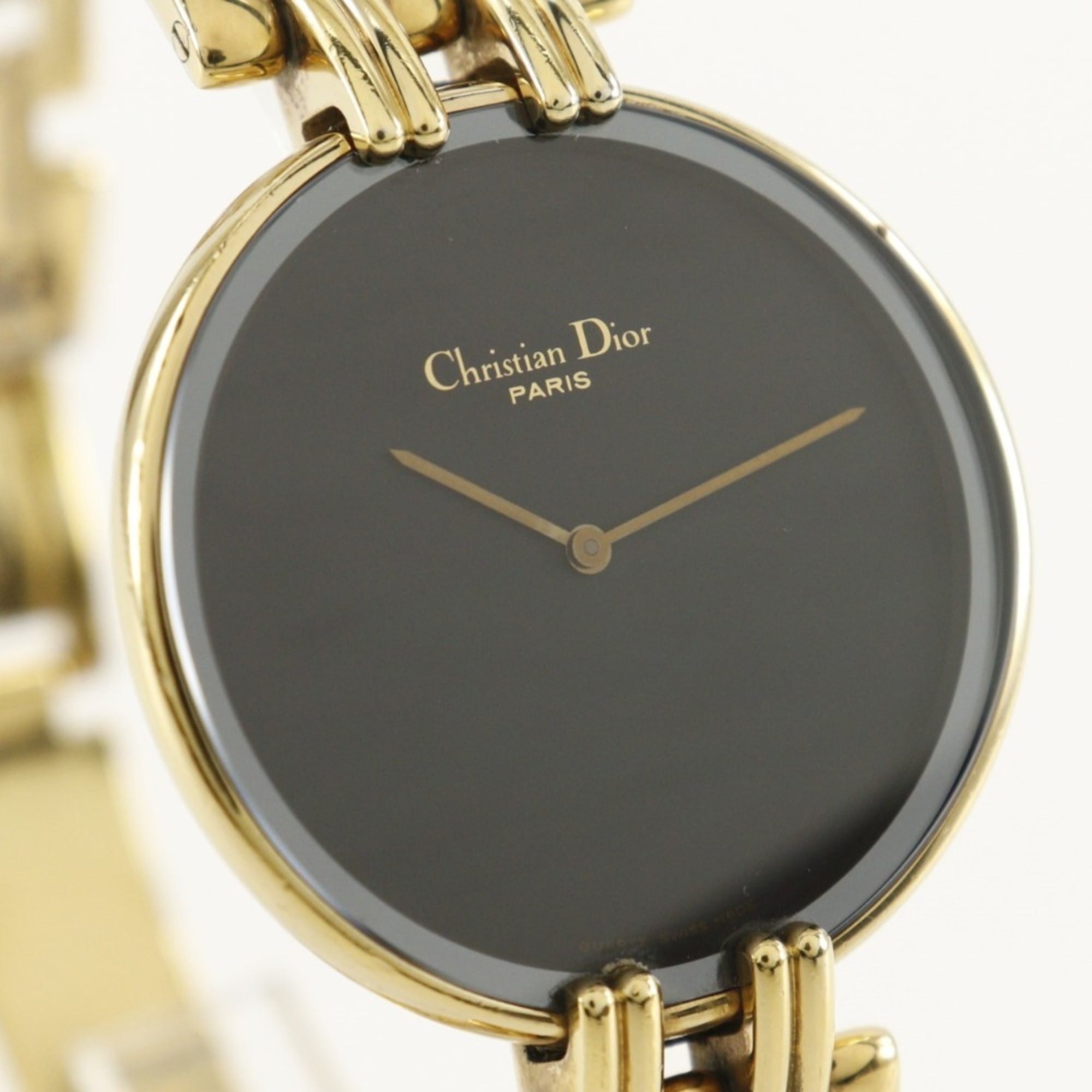 Christian Dior Bakira Uhr 47 154-2, vergoldetQuarz analoge AnzeigeSchwarz Zifferblatt, Herrenuhr