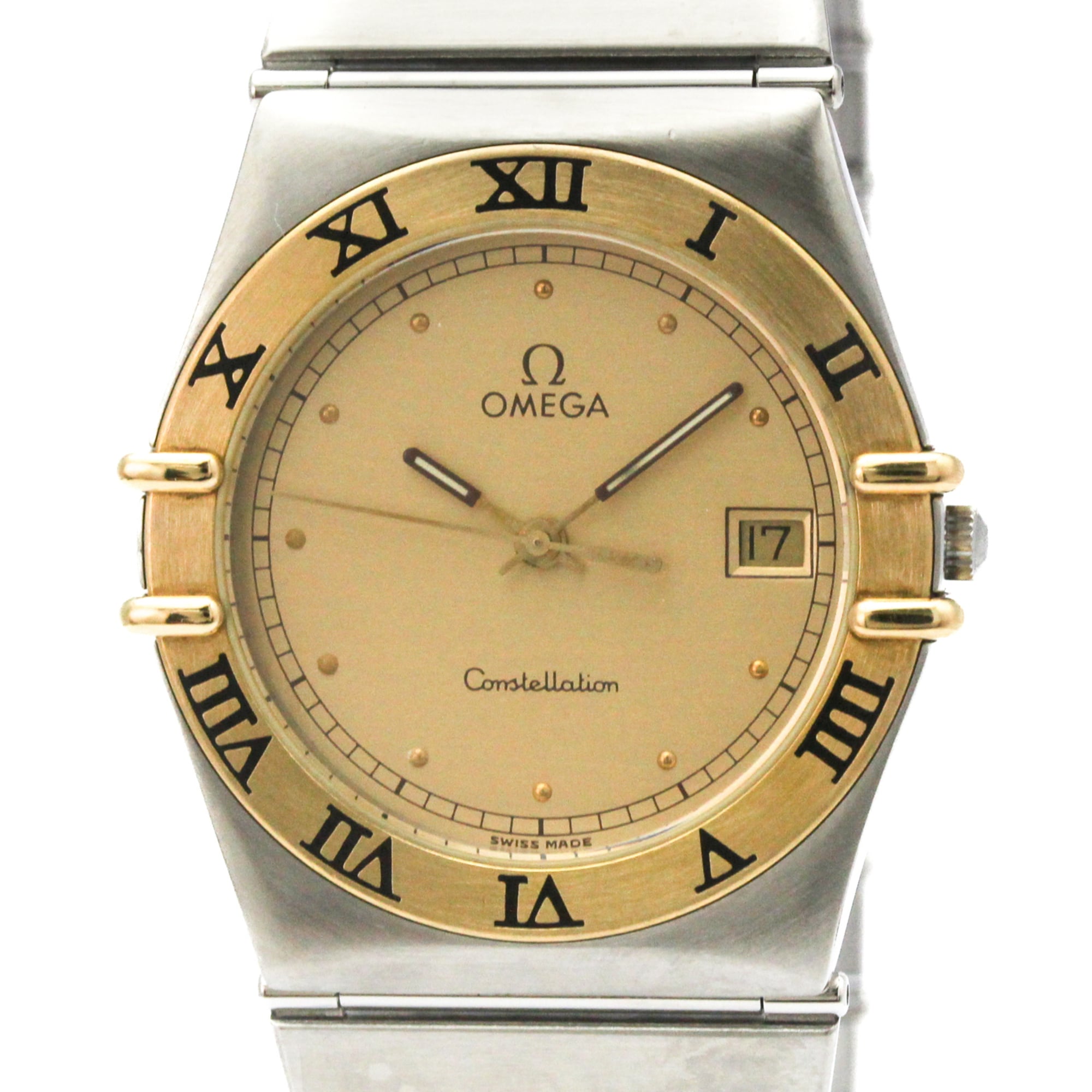OMEGA Constellation 18K Gold Steel Quartz Mens Watch 396.1070 Polished
