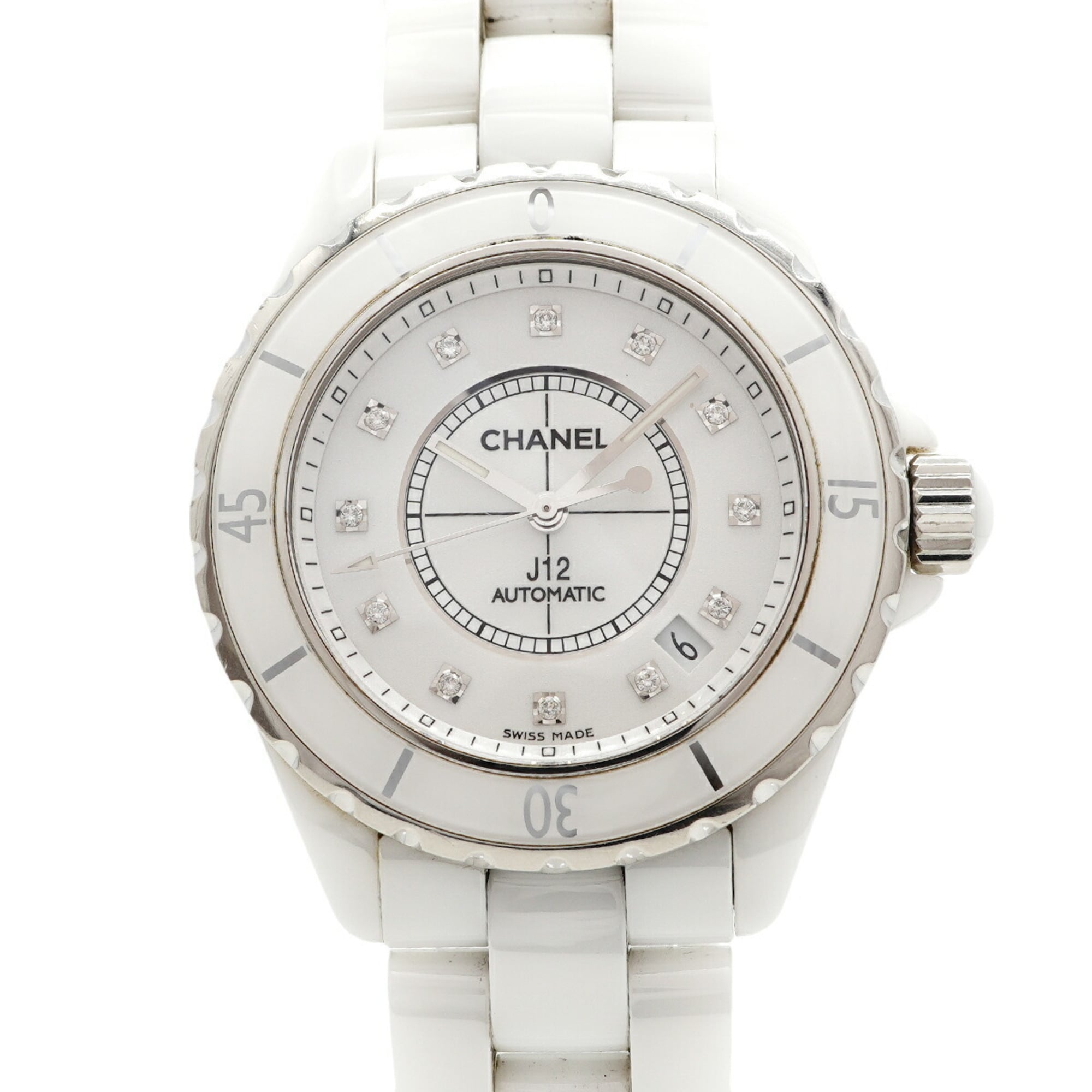 Chanel J12 Diamond H1629 White Dial Men's Watch