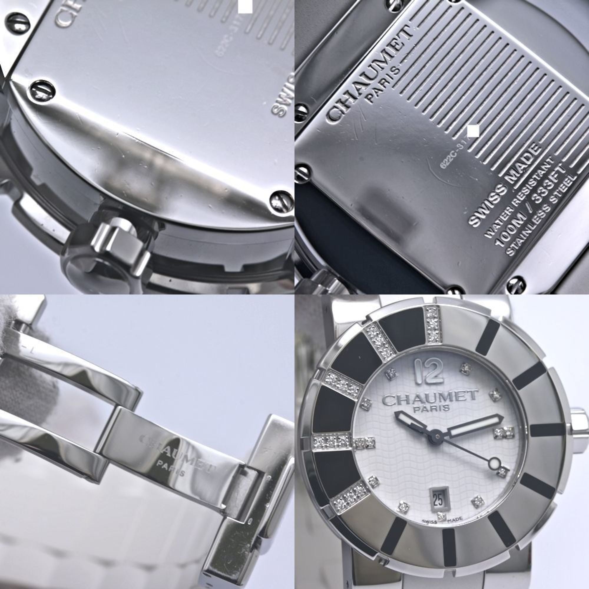 Montre pour garçon Chaumet Class One MM W17224-33E avec lunette et index sertis de diamants, acier inoxydable et caoutchouc, 40256