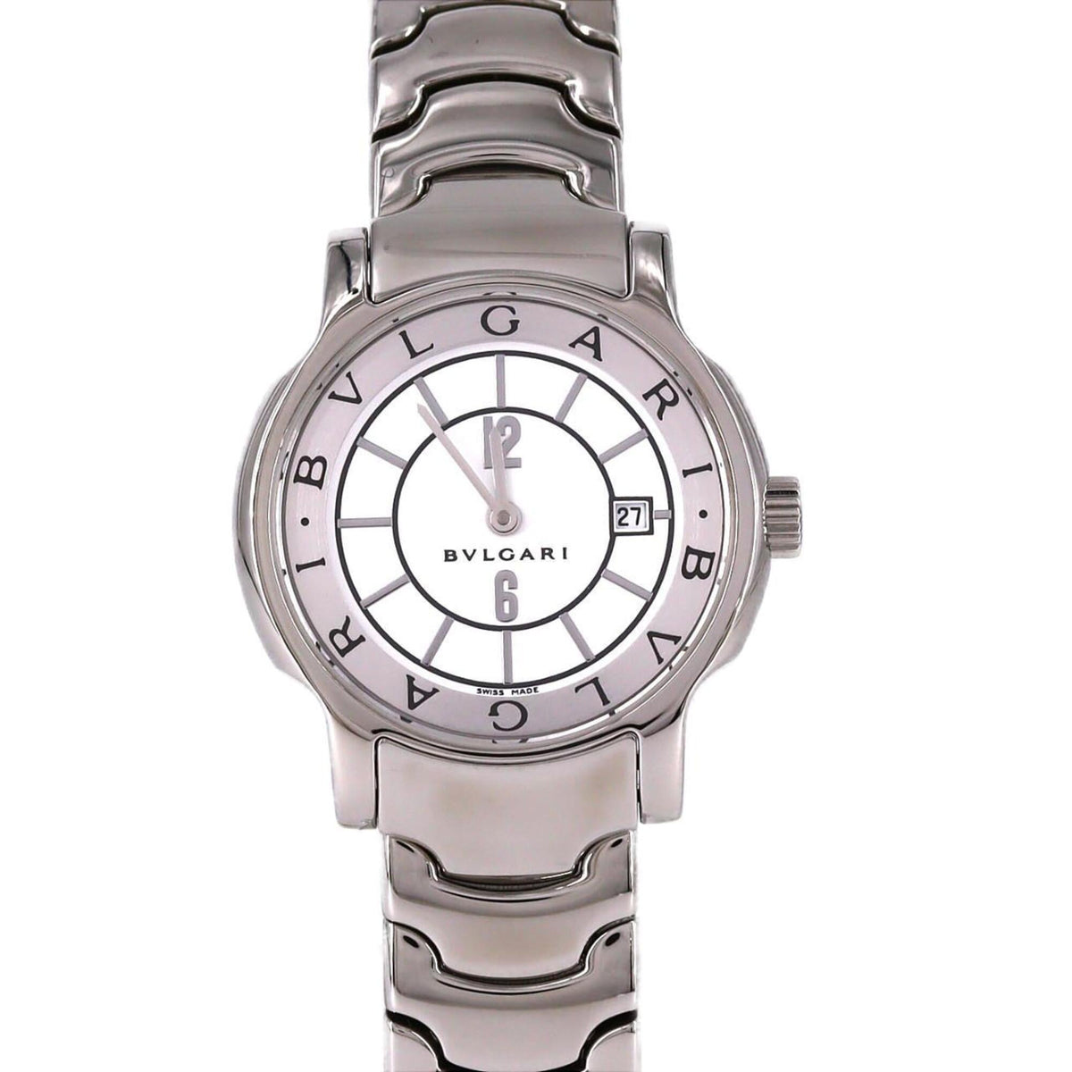 Bvlgari Bulgari Solotempo ST29S/ST29WSSD horloge met witte wijzerplaat, 29 mm