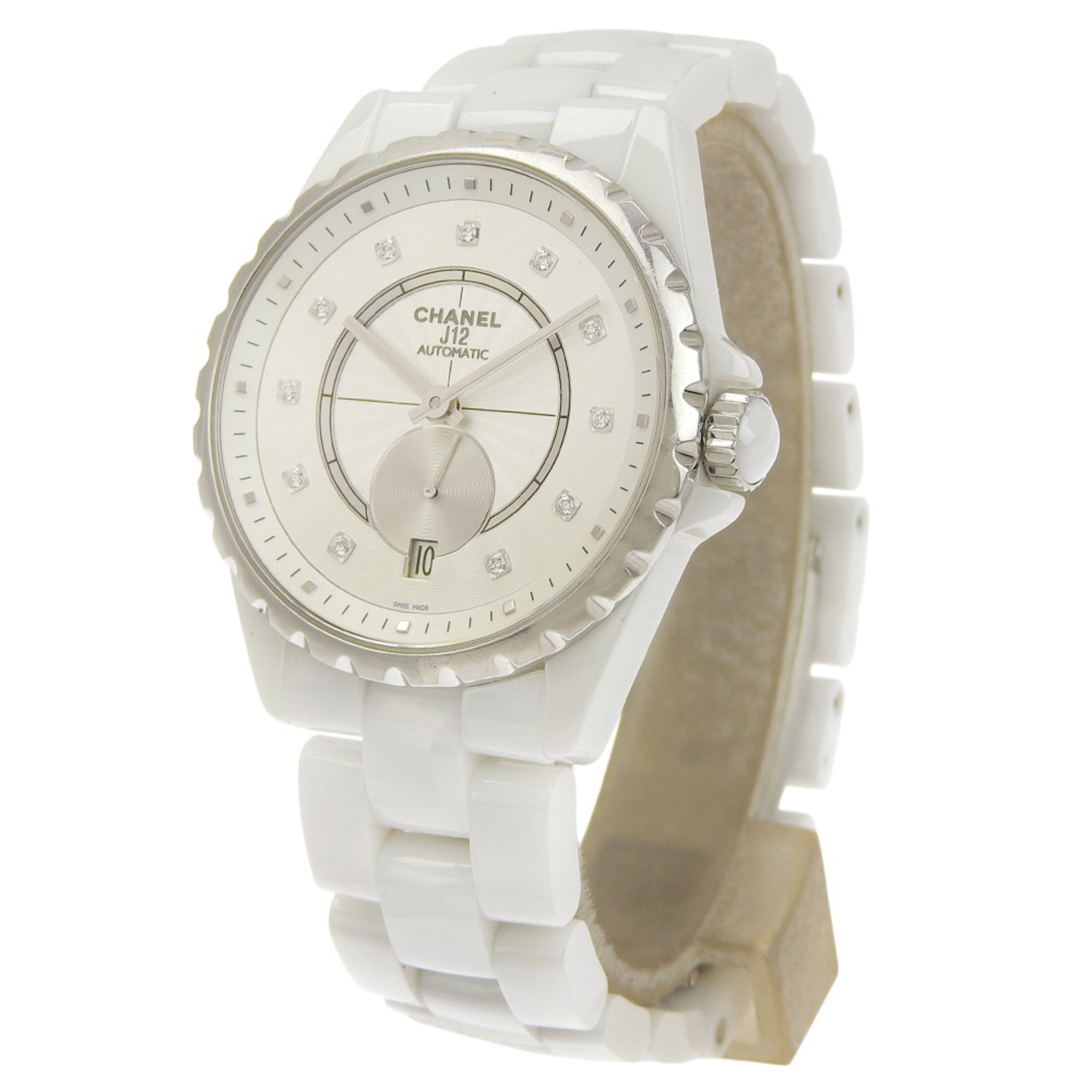 CHANEL J12 Watch, 11 Diamonds, Cal. 2895-2, H4345, White Ceramic with Automatic, Small Seconds, Dial, J12, Boys
