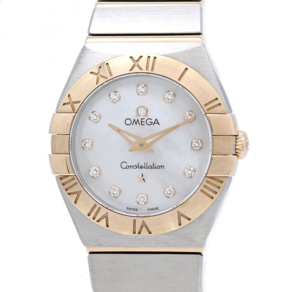 Omega Constellation Brushed 12P Diamond 123.20.24.60.55.001 Weiß Gehäuse Zifferblatt 24 mm Uhr