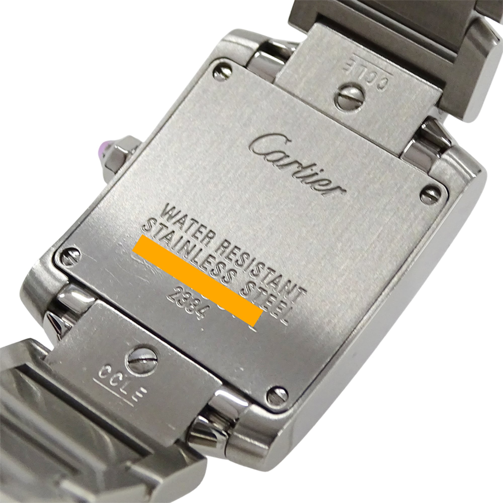 Cartier dameshorloge, Tank Française SM, beperkte kersteditie 2006, quartz uurwerk, roestvrij staal (SS), W51031Q3, zilver en roze.