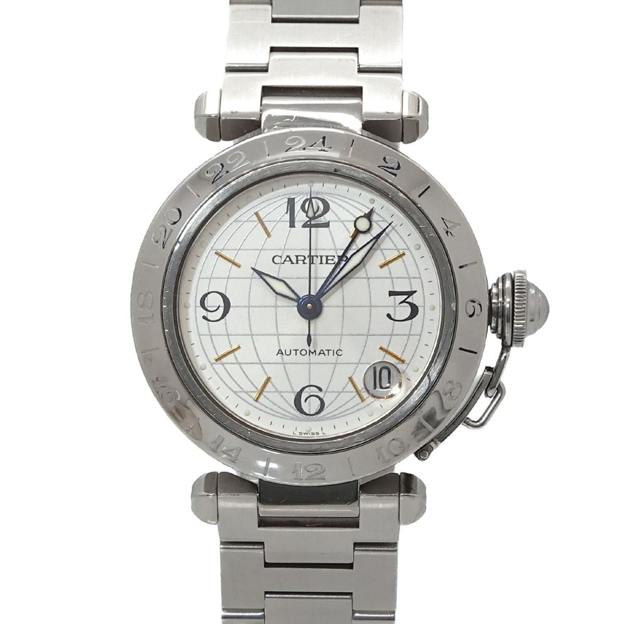 Cartier Pasha C Meridian GMT W31078M7 Boys' Date Silver Automatic Movement