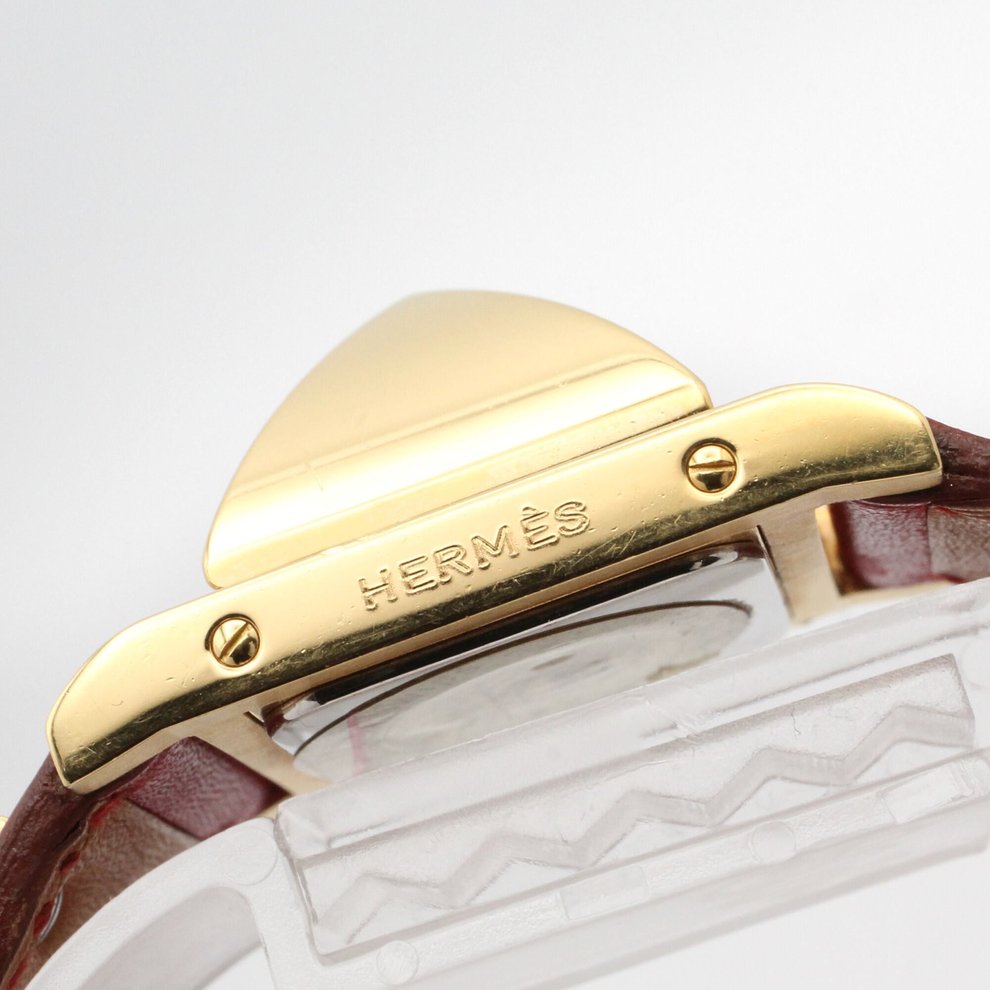 Hermes Medor gold-plated (GP) leather strap wo white ME1.201
