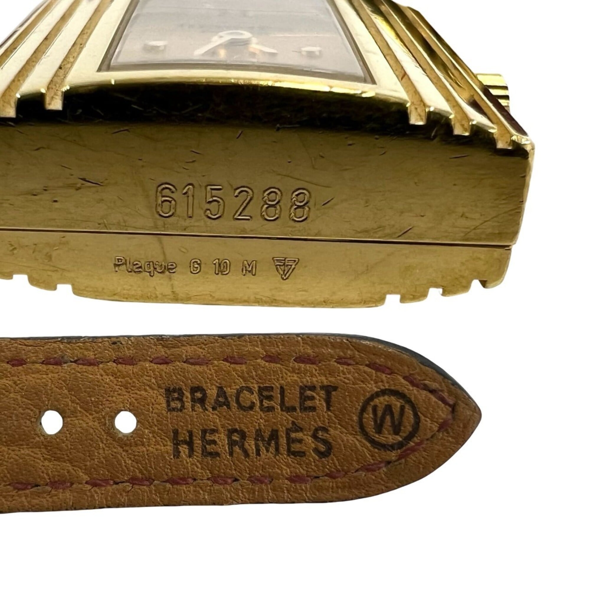 HERMES Vintage Kelly GP Leather Genuine Quartz Wrist Brown Gold 33095