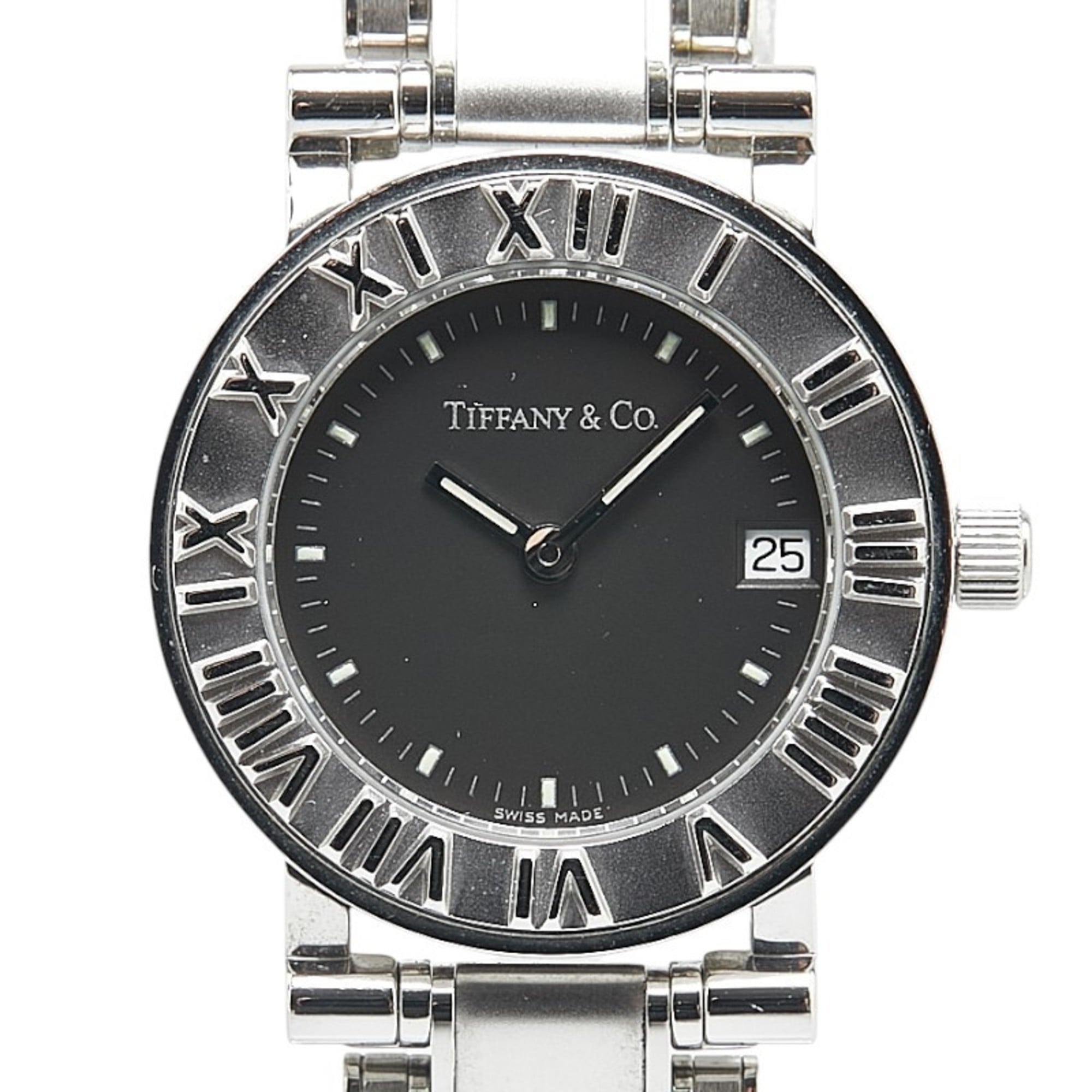 Tiffany Atlas Watch, Quartz, Black Dial, Stainless Steel, Women's, TIF