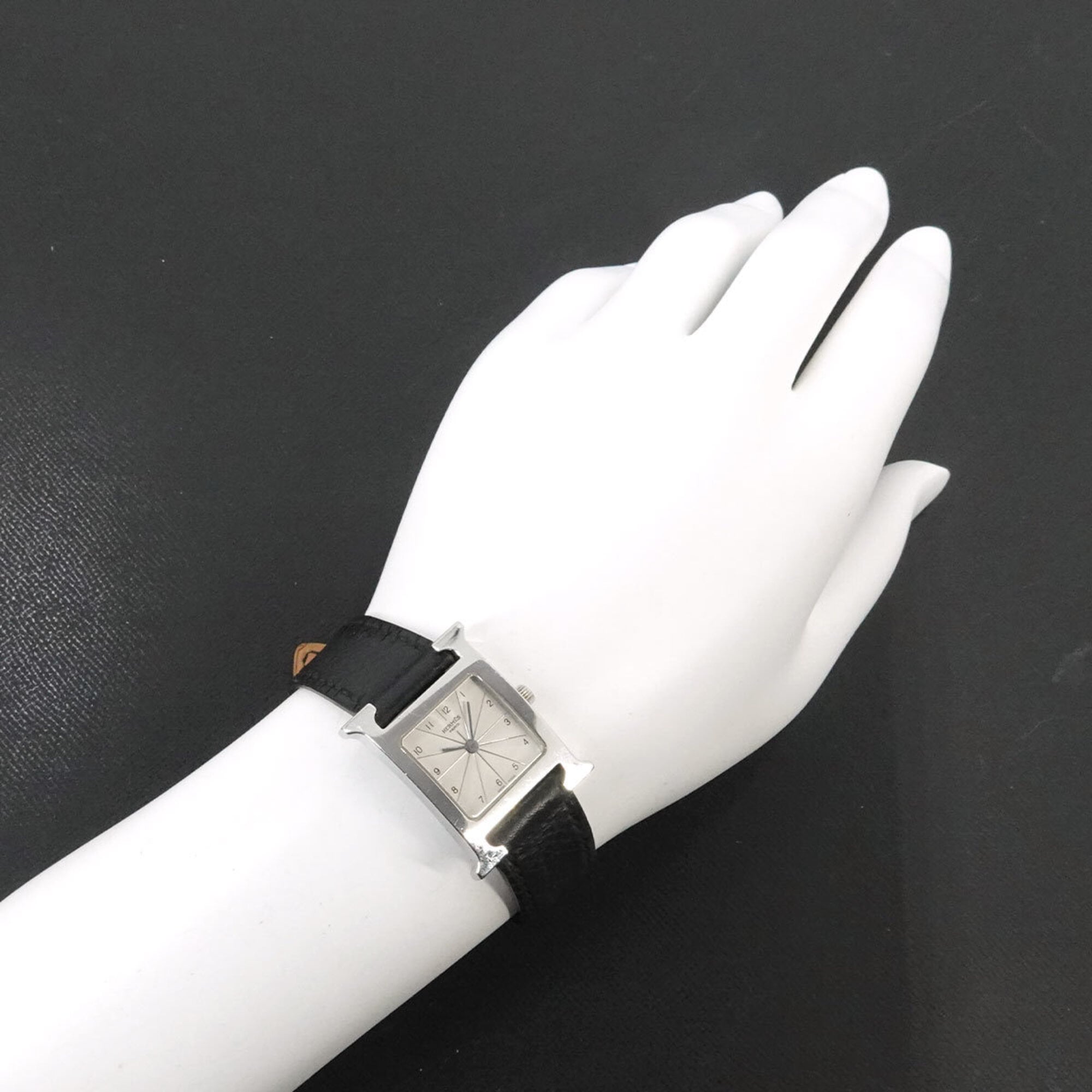 Hermes H- HH1 210 Wo Silver Black Quartz H