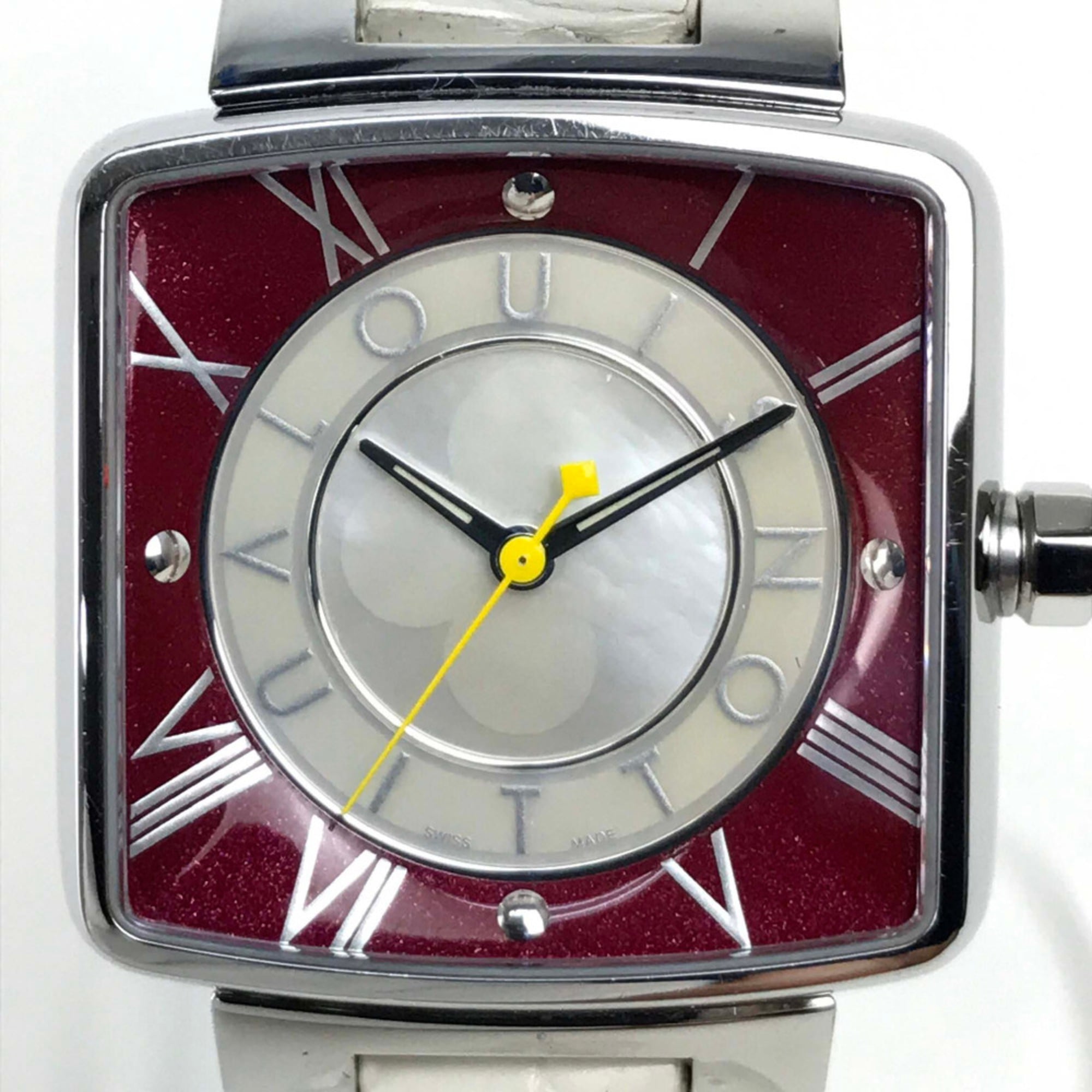 Louis Vuitton Q221J Quarz-Armbanduhr, Silber-weinRot