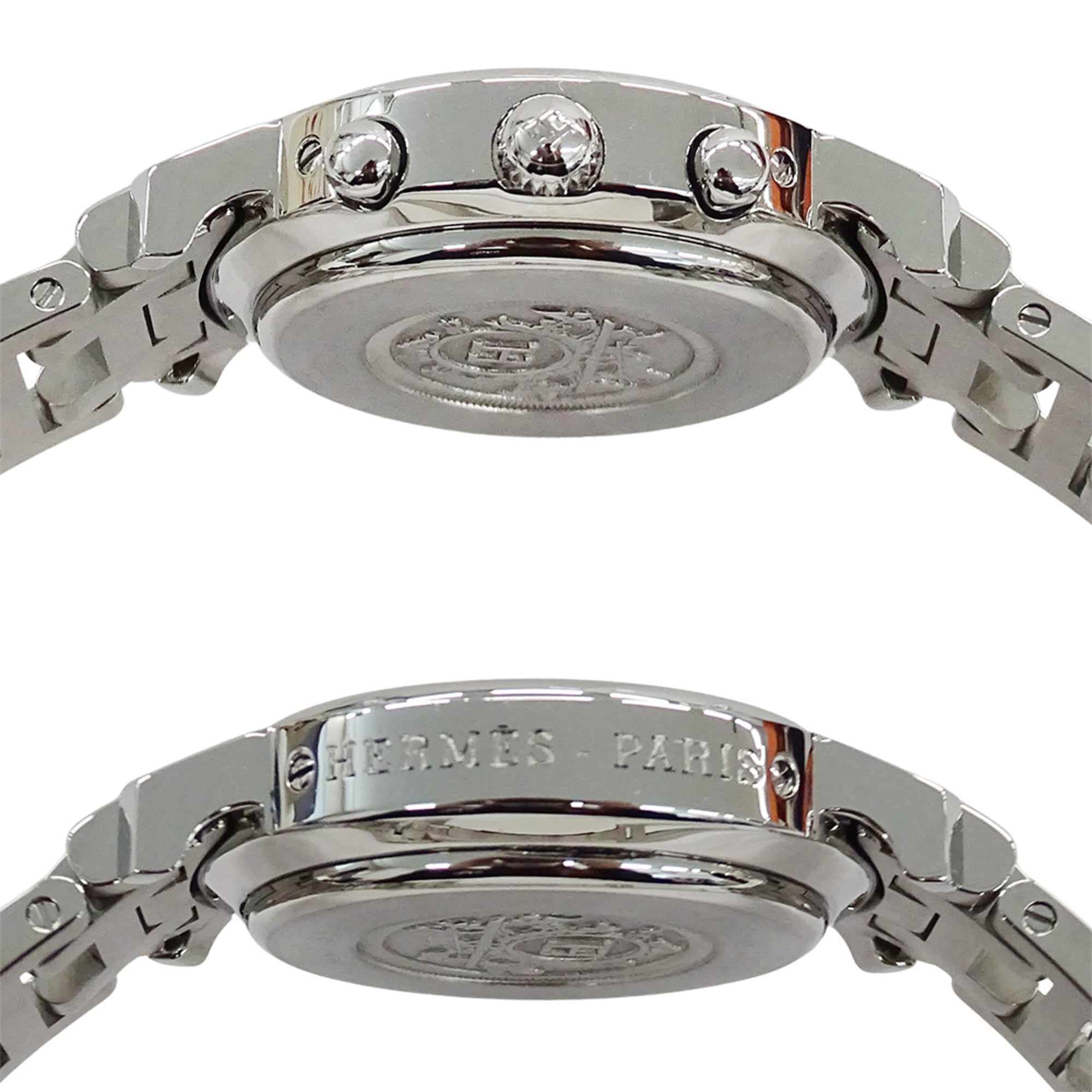 Hermes HERMES Women's Watch, Clipper Chronograph, Pink Shell, Quartz, Stainless Steel (SS), CL1.310, Silver