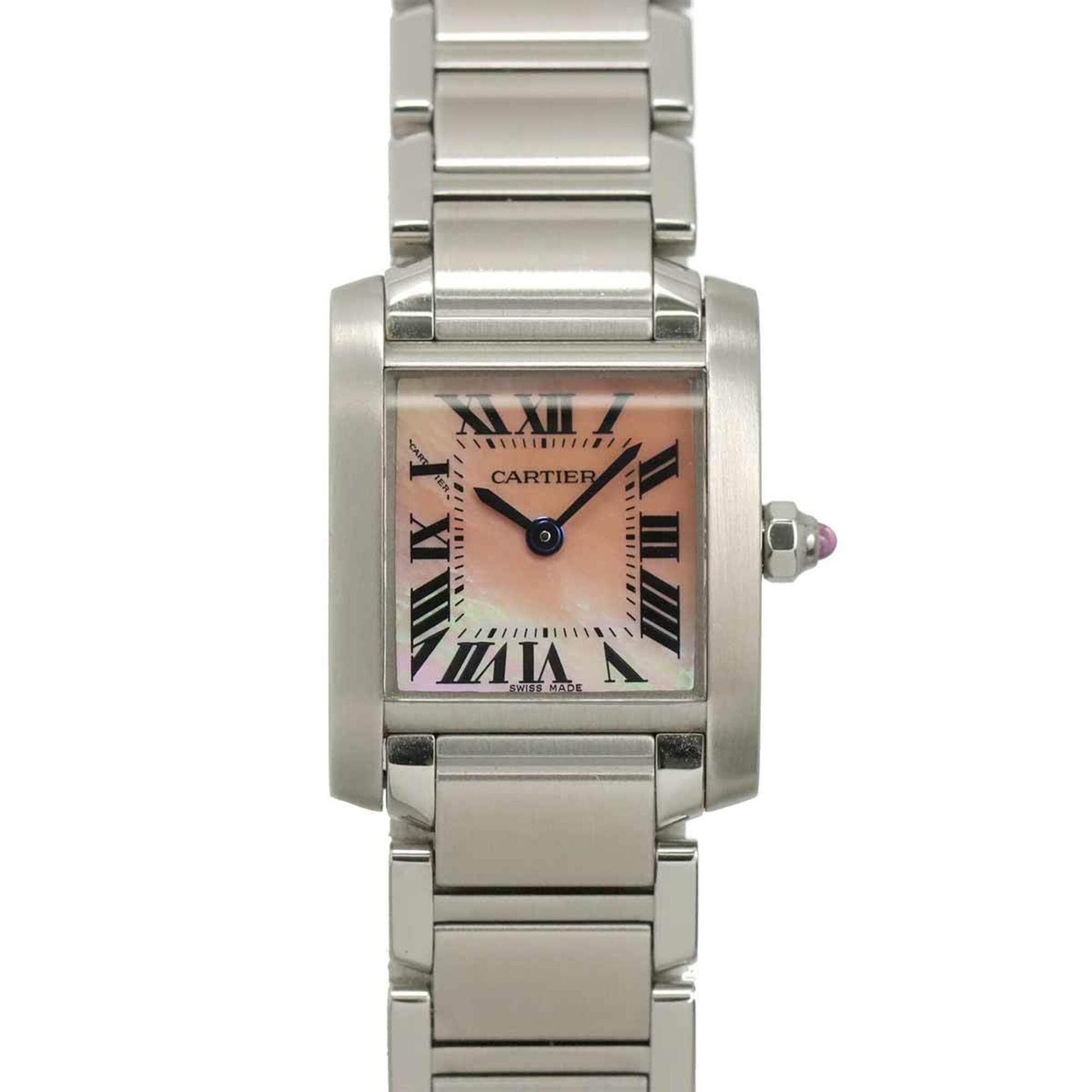 Cartier Tank Francaise SM W51028Q3 Women's Watch, Pink Shell, Quartz Watch