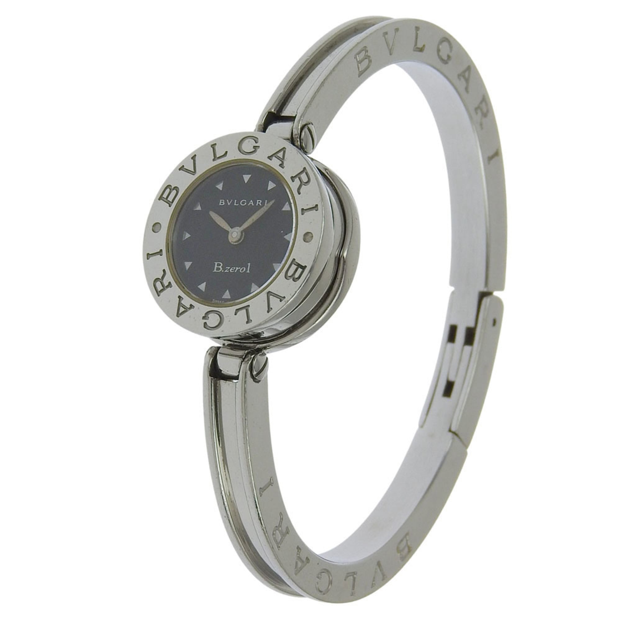 BVLGARI Bzero1 Watch, BZ22SS, Stainless Steel, Quartz Movement, Analog Display, Black Dial, Women's