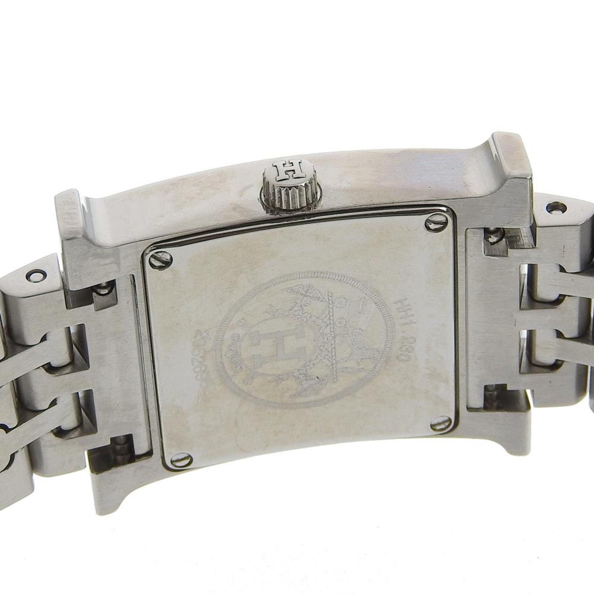 Hermes HERMES H Armbanduhr mit Diamantlünette HH1.230 Edelstahl Quarz Analoganzeige Silber Zifferblatt Damenuhr
