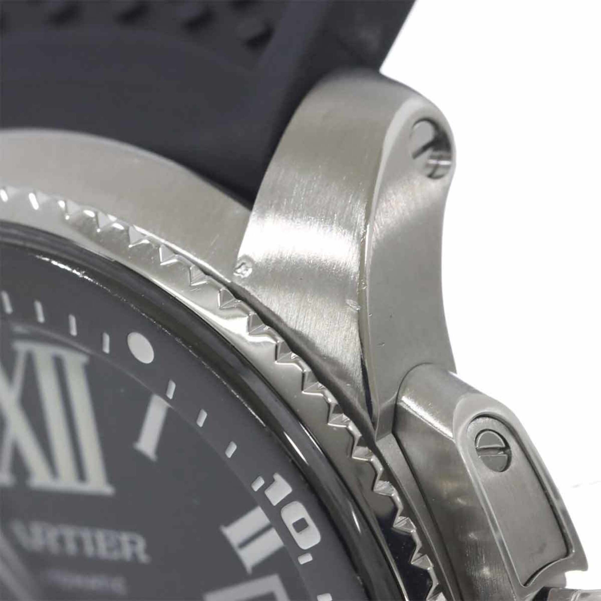 Cartier Calibre de Diver W7100056 Men's Watch, Date, Black, Automatic Movement