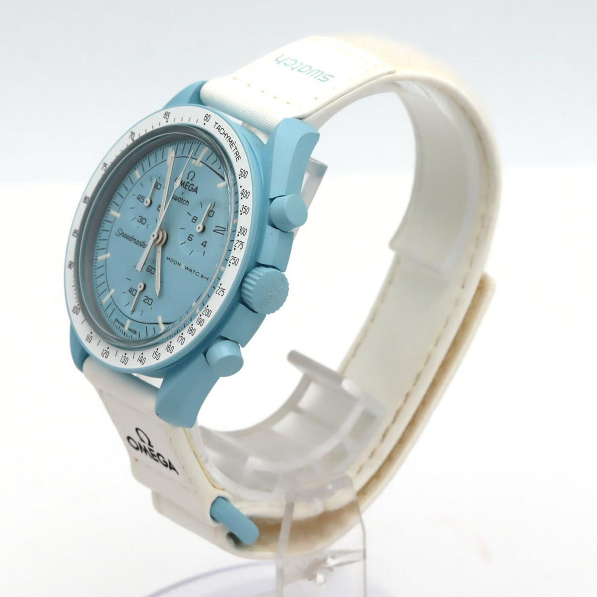Montre Swatch S x Omega « Mission to Uranus » SO33L100, cadran bleu, 42 mm