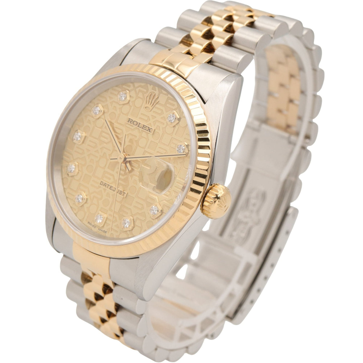 Rolex Datejust 10P Diamond 16233G Champagne, Gold Dial 36mm Watch