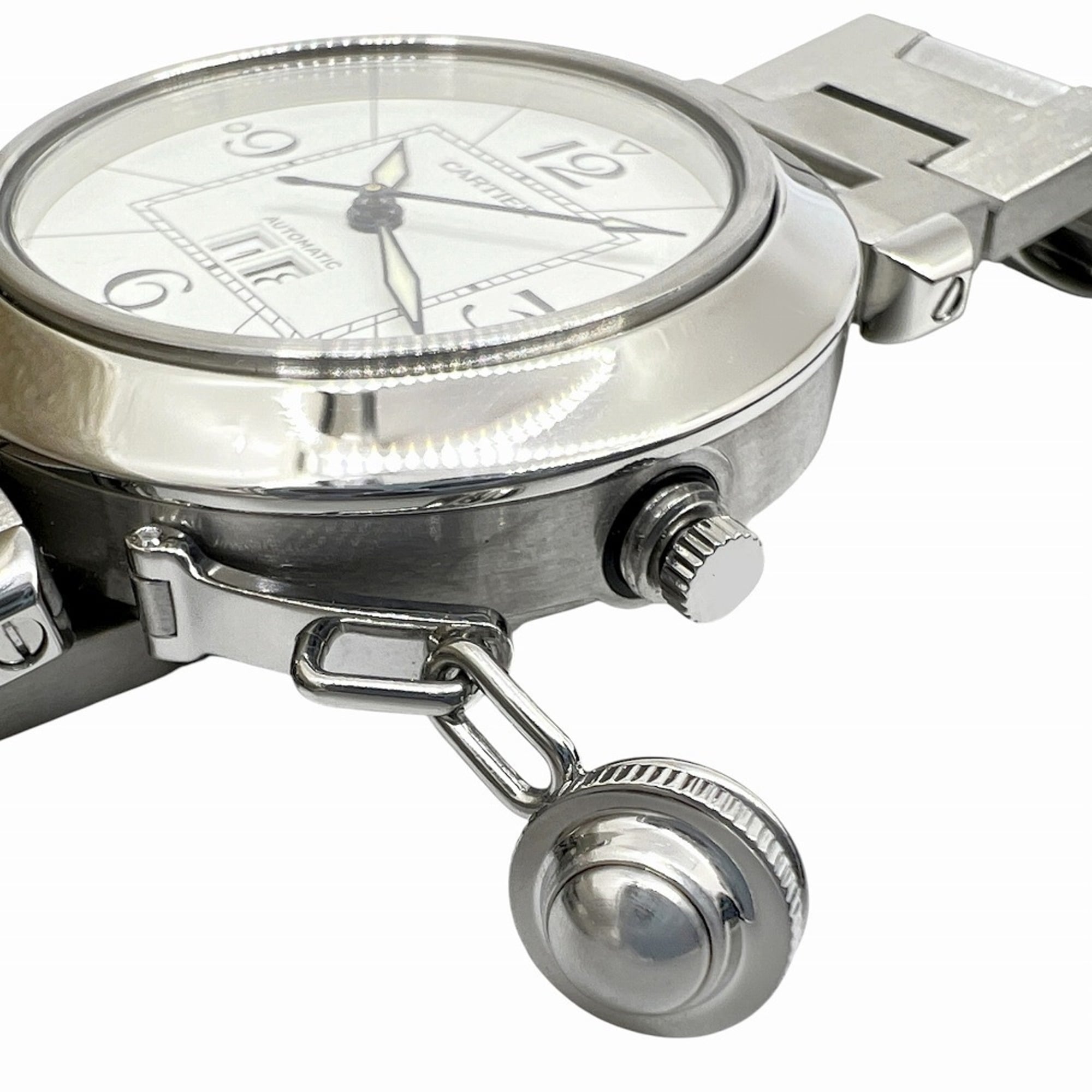 Cartier Pasha C Big Date Stainless Steel White Dial W31055M7 Automatic for Women and Men