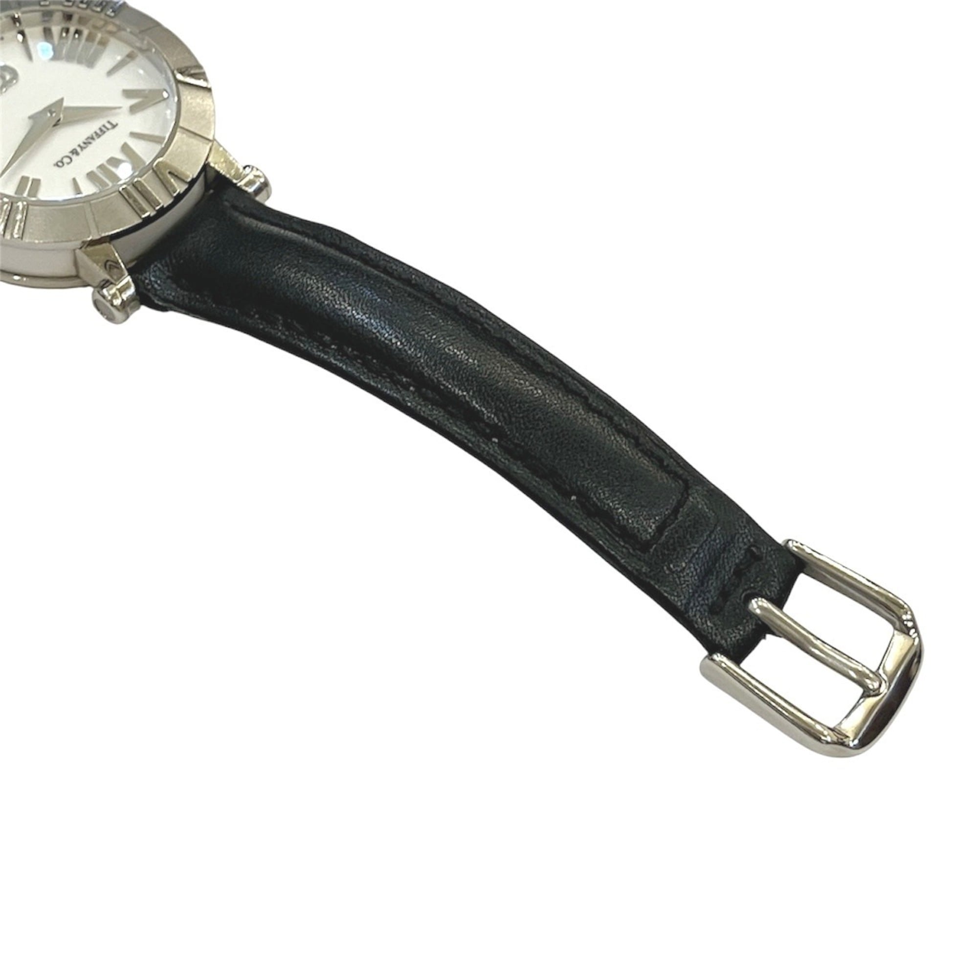Tiffany & Co. Atlas watch, total weight 36.4g, stainless steel, genuine leather strap, quartz movement, white dial, Z1300.11.11A20