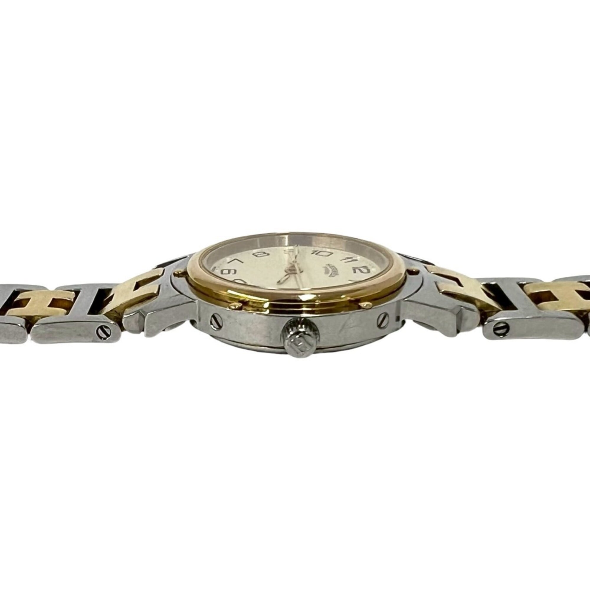 HERMES Clipper Stainless Steel GP Quartz Wrist Silver/Gold 23912