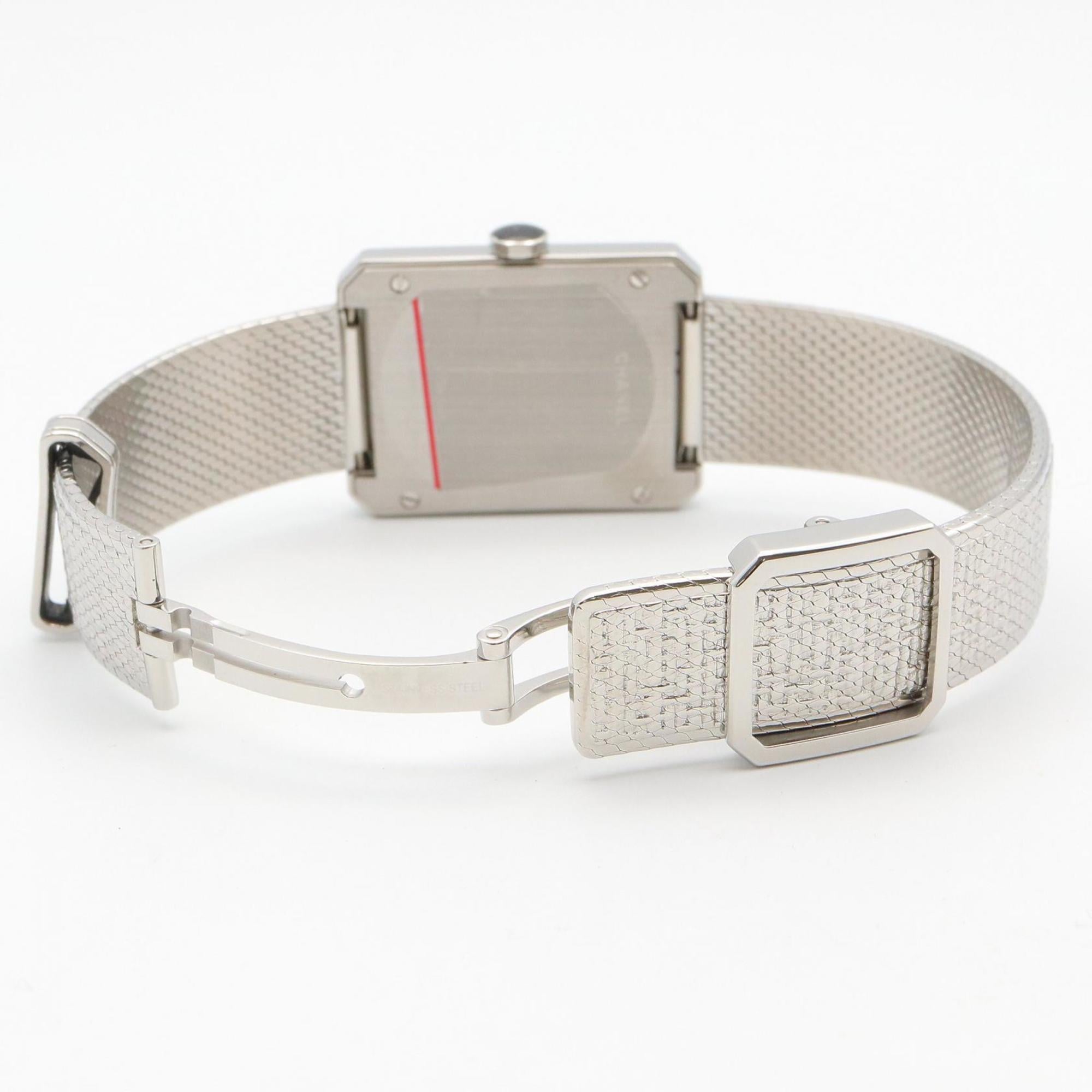 CHANEL Boyfriend Tweed-horloge, roestvrij staal, dames, zwart, H4878