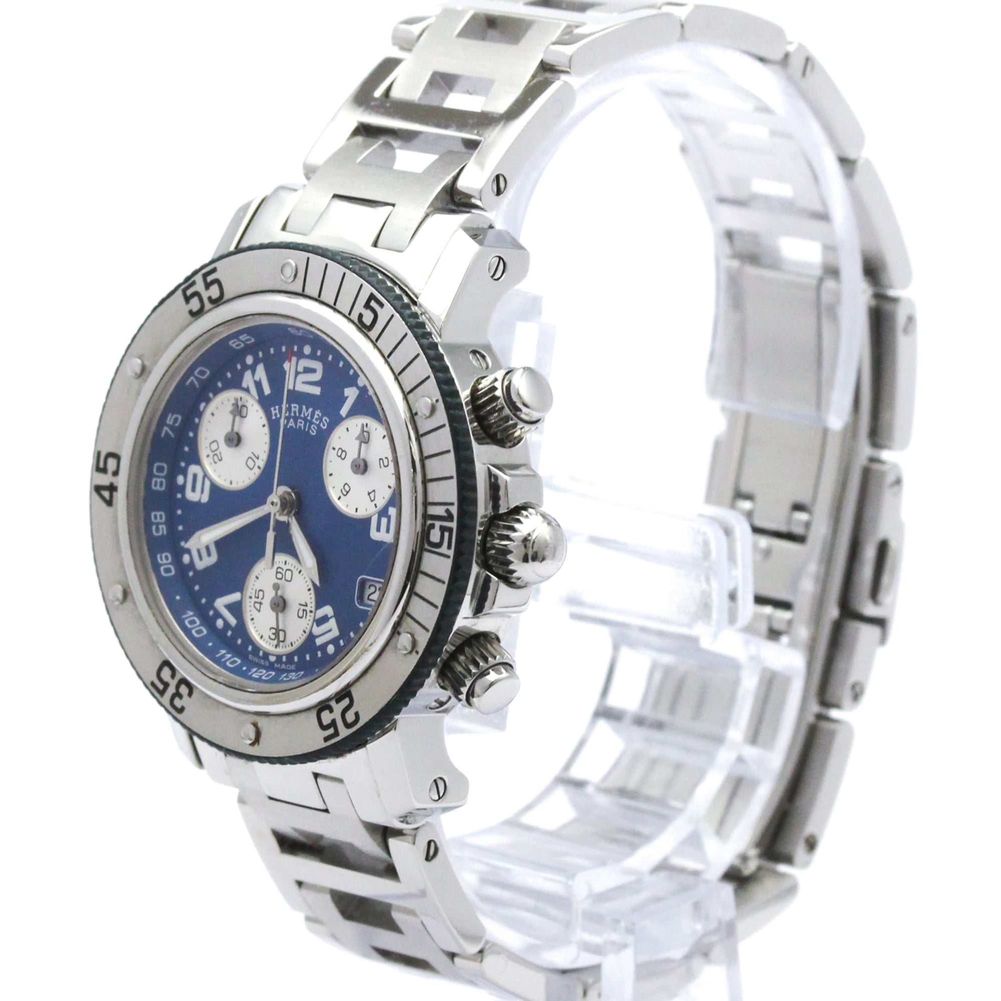 HERMES Clipper Diver Chronograph Quartz Ladies Watch CL2.317 Polished