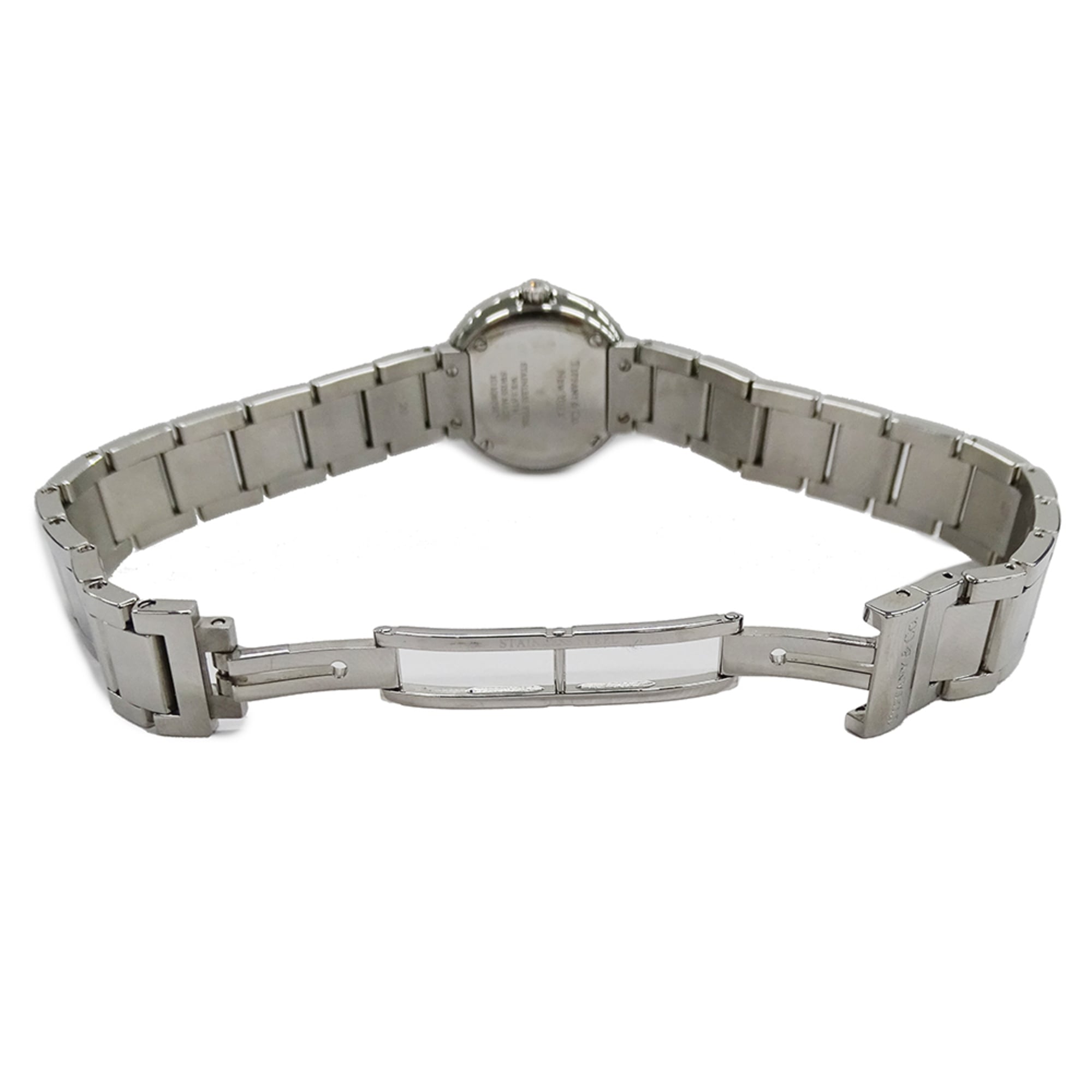 Tiffany & Co. Atlas diamant-kwartshorloge voor dames, roestvrij staal (SS), zilver/marineblauw, 69291651.