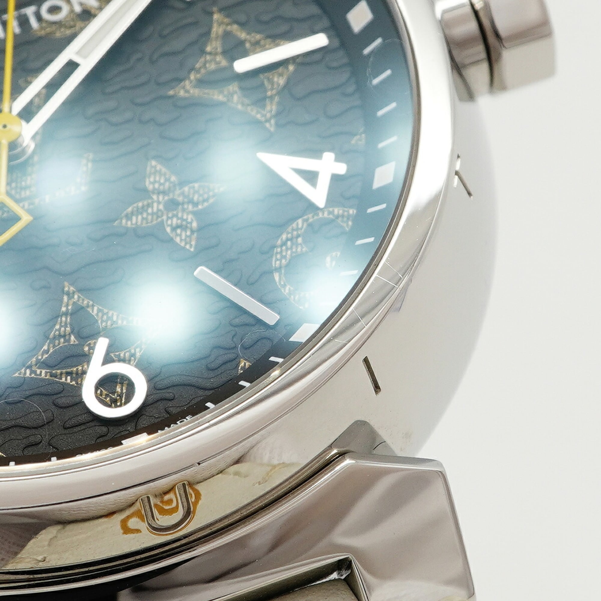 Louis Vuitton Tambour Monogram QA072Z Brown Dial