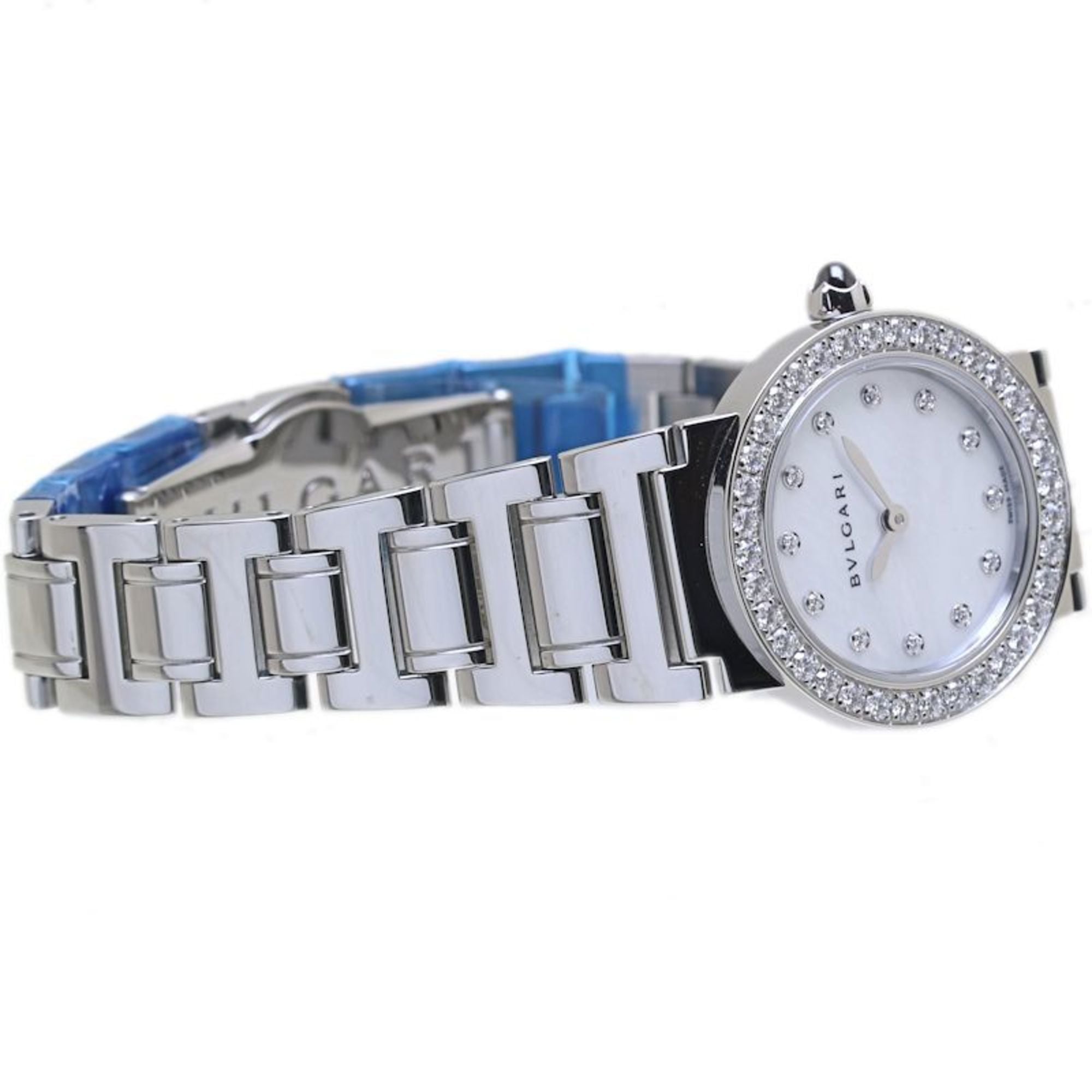 BVLGARI Damenuhr aus Edelstahl mit Lünette mit 12 Diamanten (BBL26WSDS BBL26S 102374) 40086