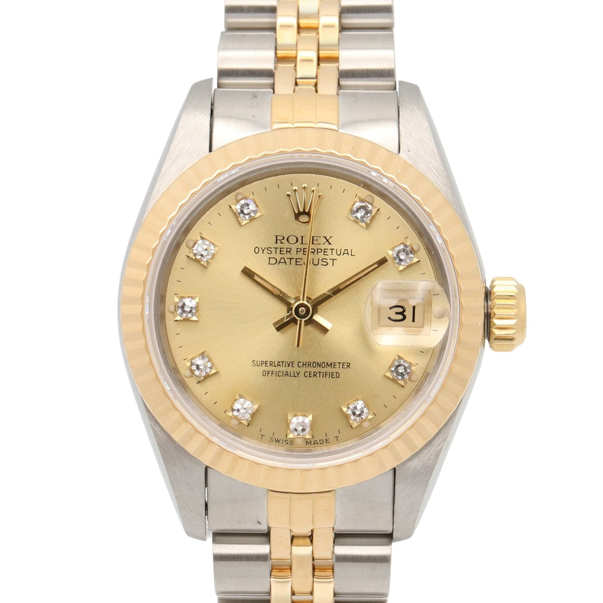 Rolex Datejust 10P Diamond L-series 18K ( 69173G Champagne, Gold Dial 26mm Watch