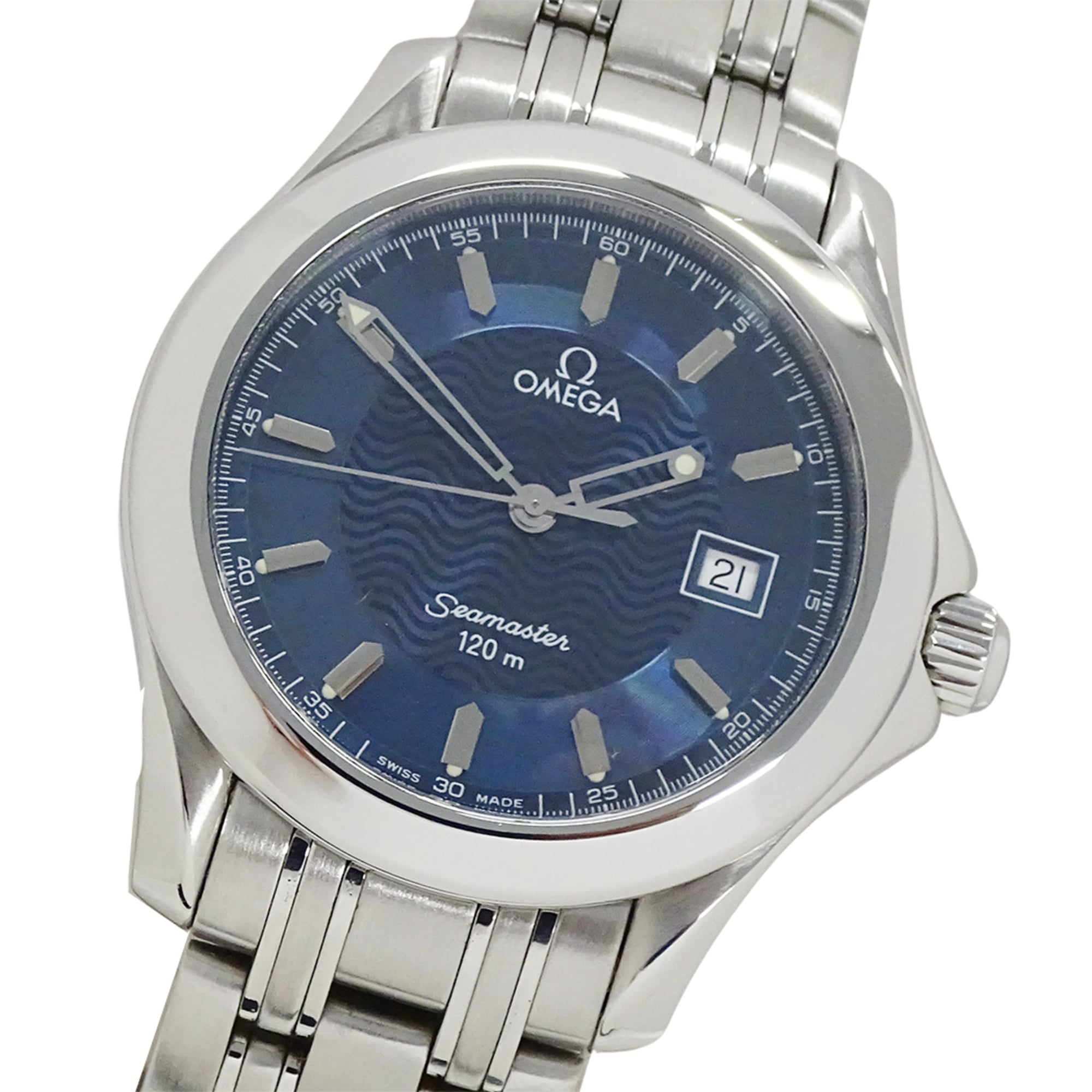 Omega Seamaster 2511.81 Brand Name 120m Water Resistant Date Quartz Movement Stainless Steel (SS) Silver & Blue