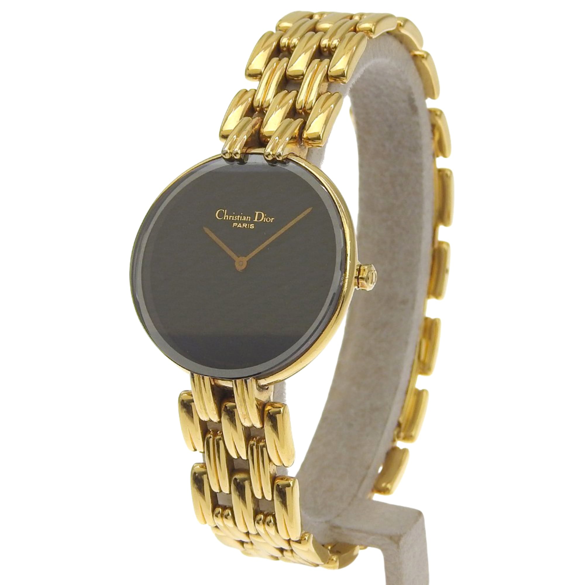 Dior Bakira Watch 46 154-2 Gold-Plated Quartz Analog Display Black Dial Women's