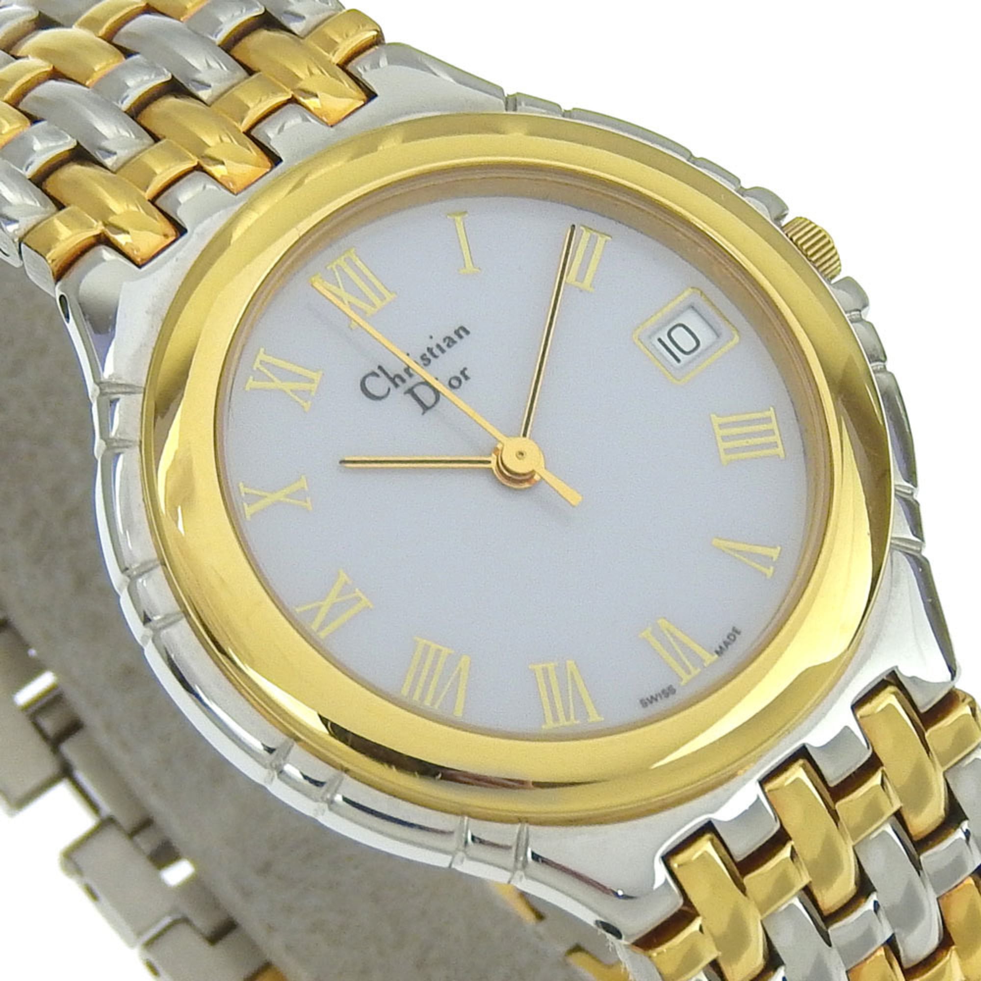 Christian Dior combinatiehorloge 3023, roestvrij staal x verguld, quartz, analoog display, witte wijzerplaat, voor jongens