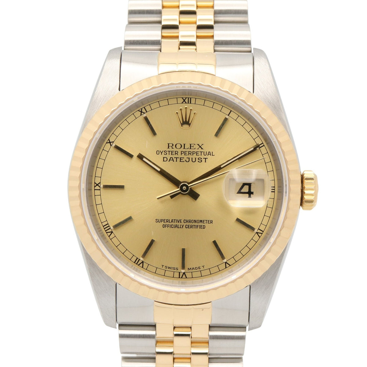 Rolex Datejust L-serie 16233 Champagne, gouden wijzerplaat, 36 mm horloge
