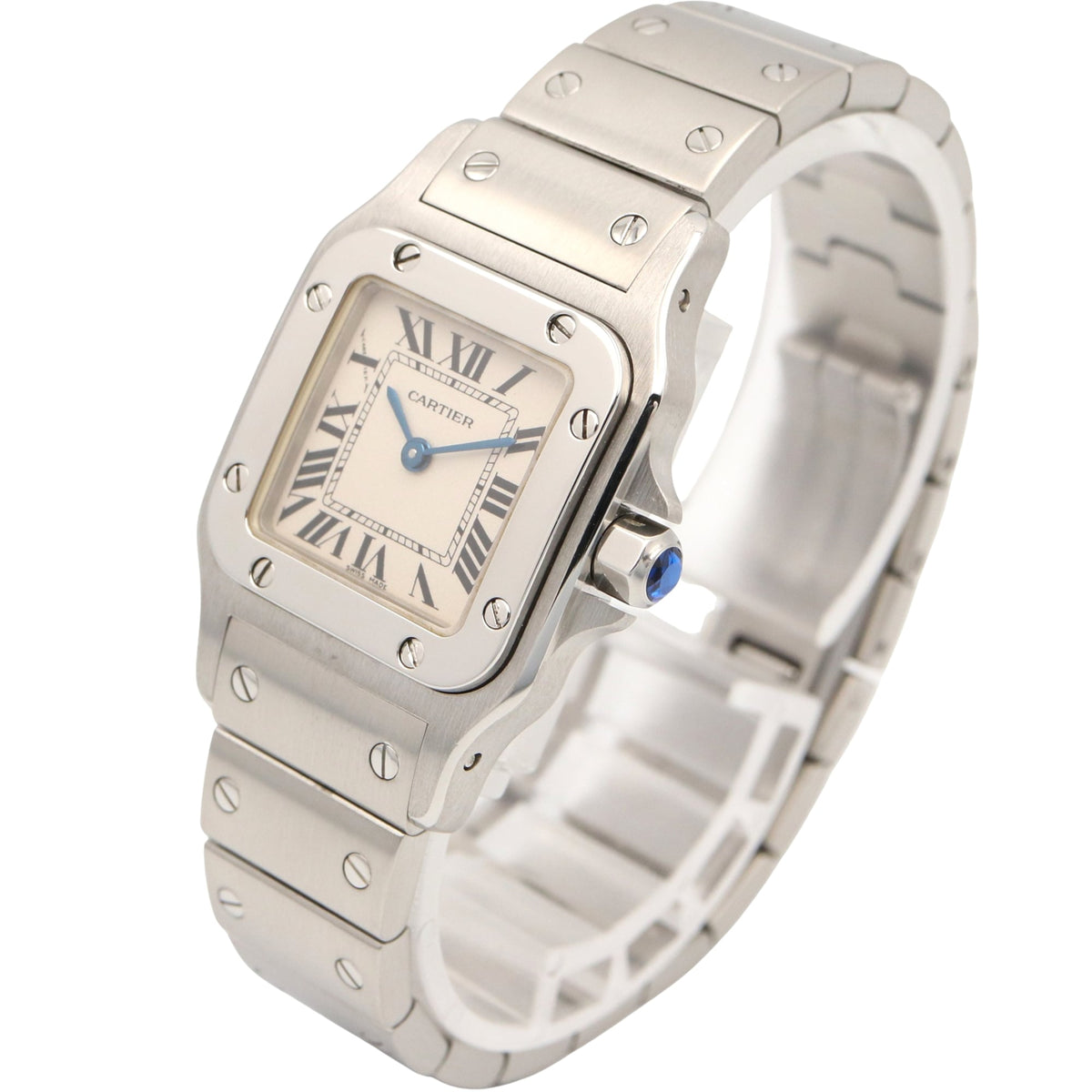 Cartier Santos Galbee SM W20056D6 horloge met zilveren wijzerplaat, 24 mm