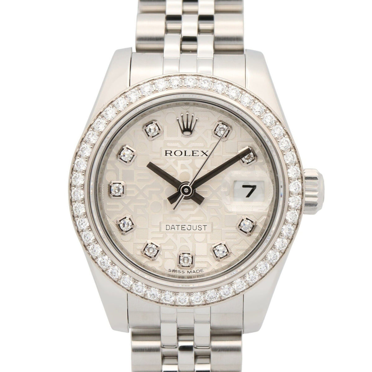 Rolex Datejust Diamond Bezel 10P 179384G Silver Dial 26mm Watch