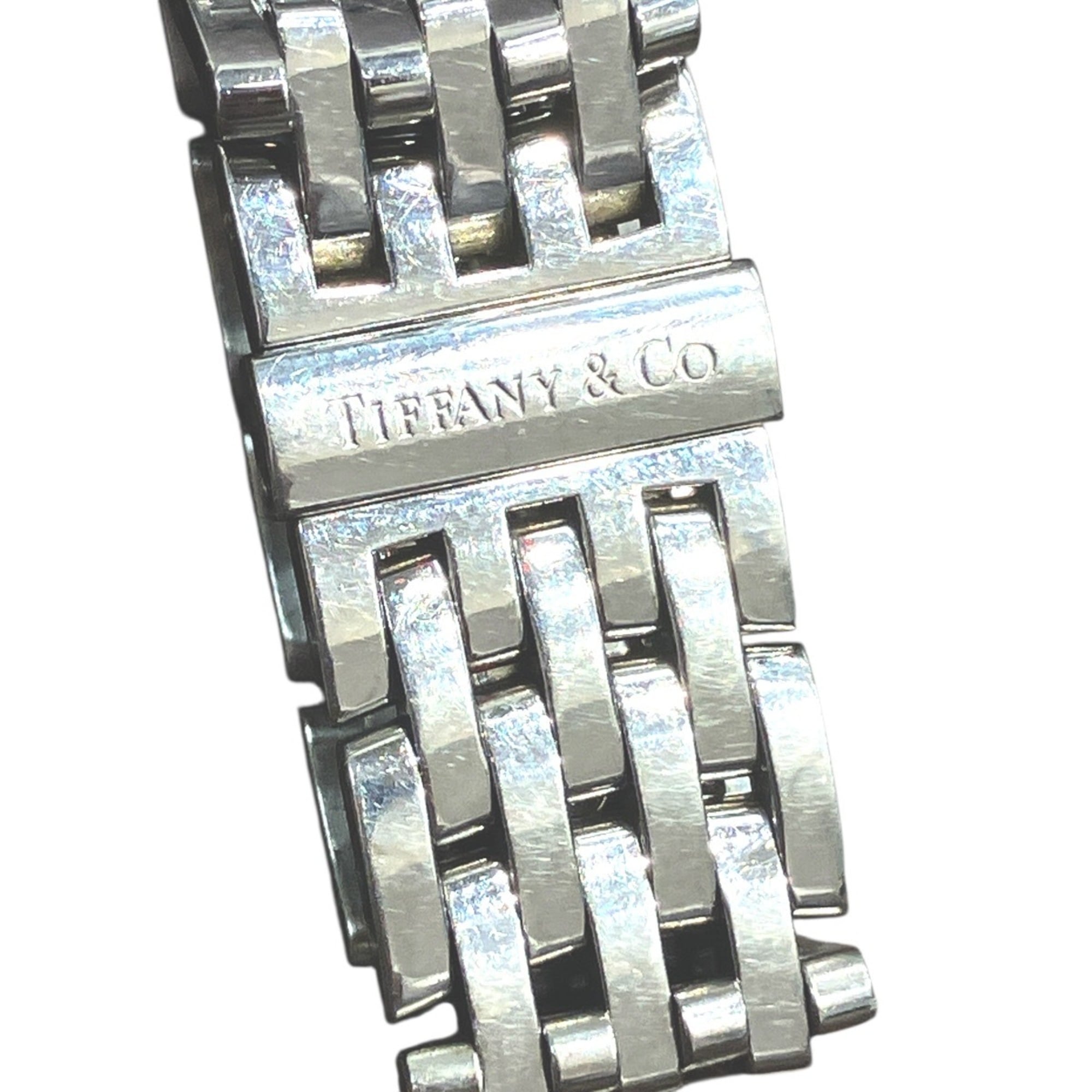 Tiffany & Co. Mark Coupe Date watch, total weight 58.2g, stainless steel, quartz movement, silver dial.