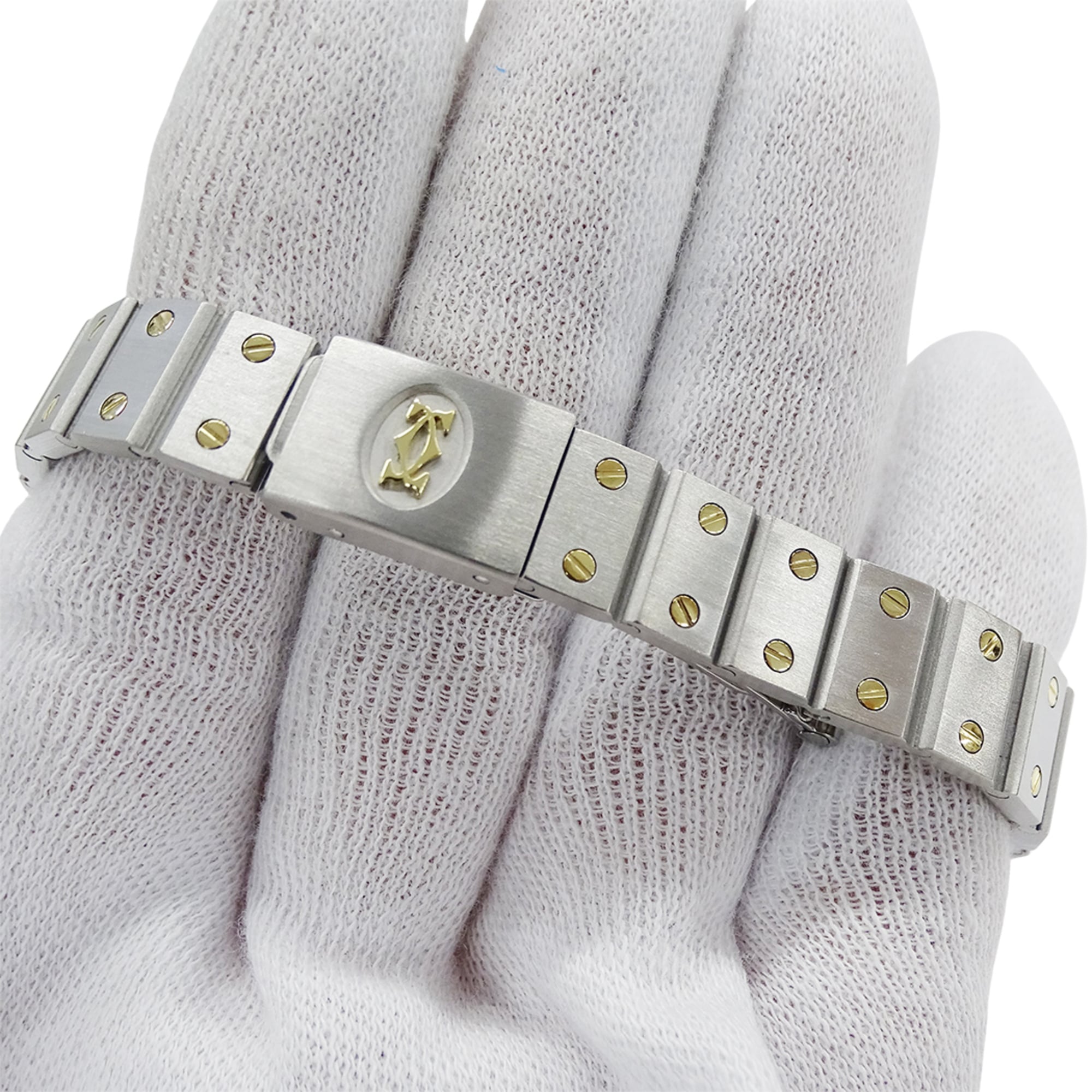 Cartier wo Santos Vendôme SM quartz movement stainless steel (SS) gold (YG) model number 84041488.