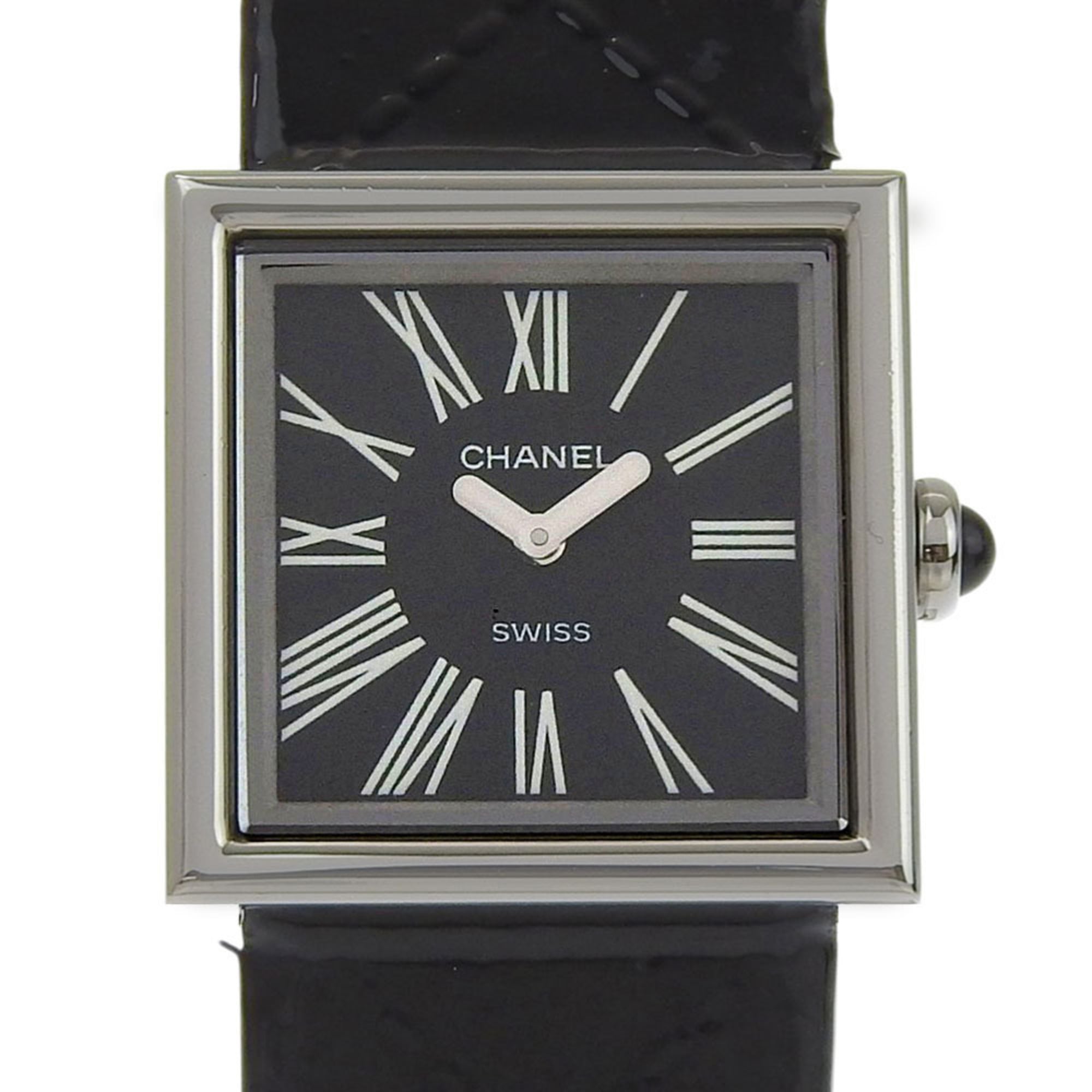 Chanel Mademoiselle H0525 Black Dial Stainless Steel/Enamel Leather Quartz 23mm Women's Watch