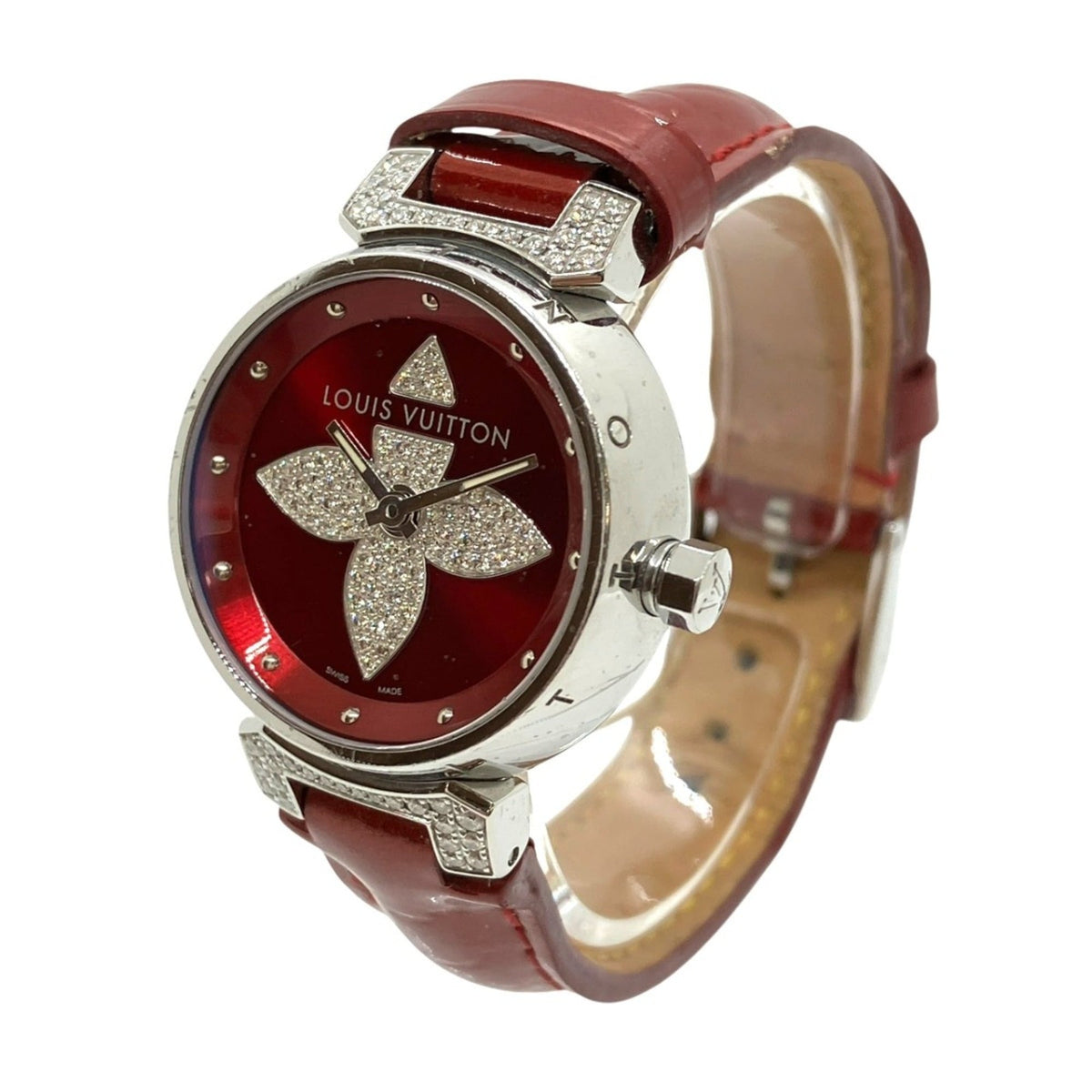Louis Vuitton Tambour Forever Q121L Rot Zifferblattfarbe 28 mm Uhr