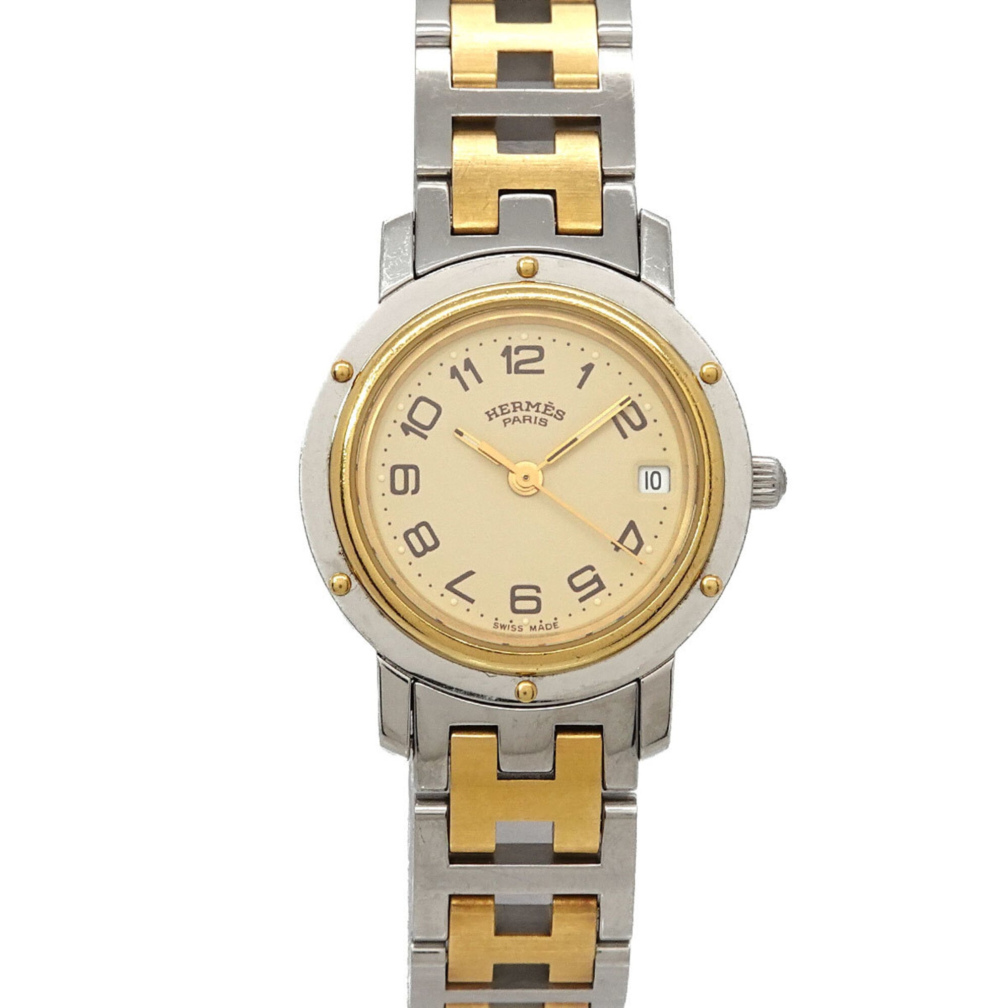 HERMES 腕時計 クォーツ ステンレス Hermes CL4 220 Women's Watch, Date, Ivory, Quartz Watch